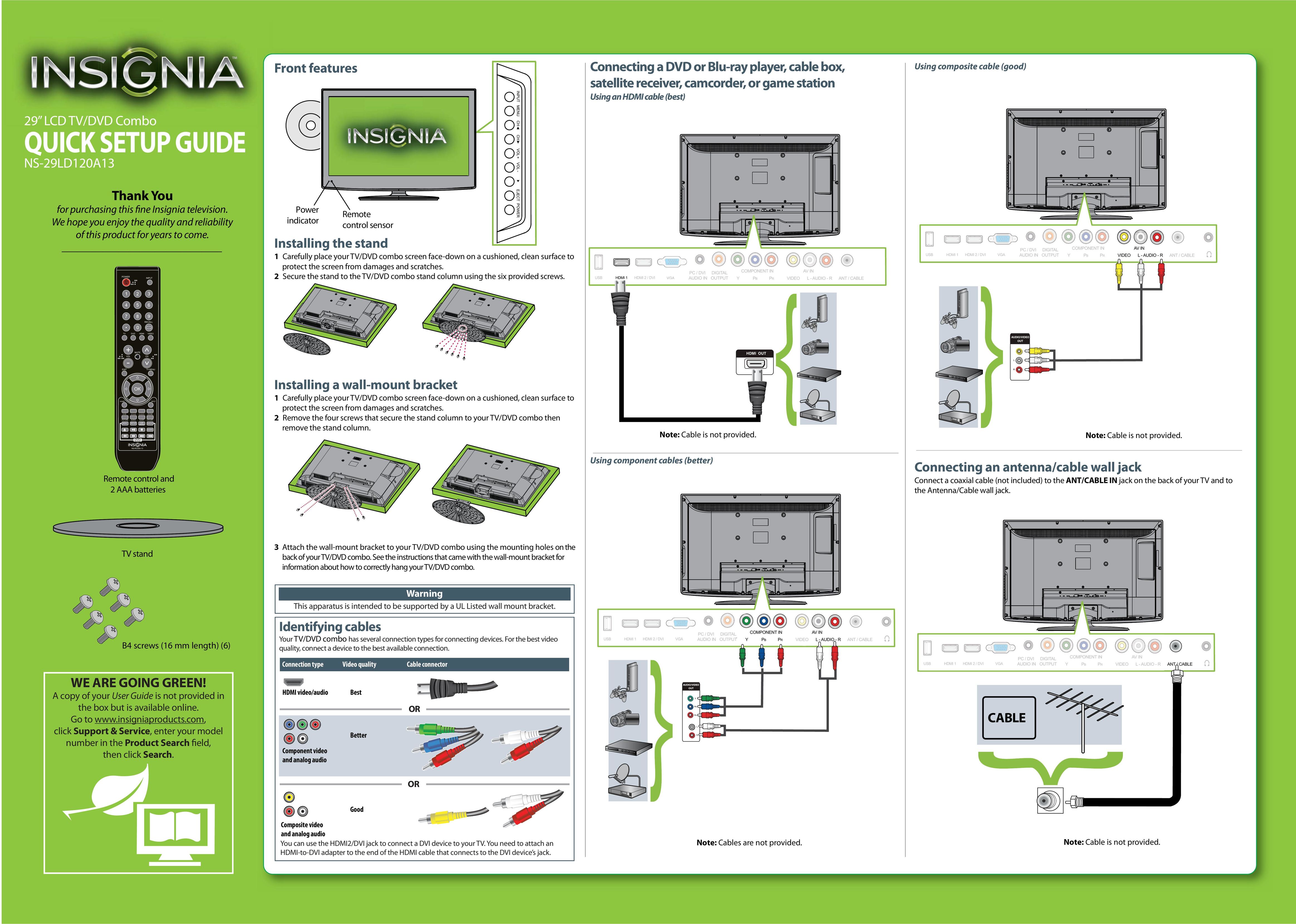 Insignia NS-29LD120A13 TV DVD Combo User Manual