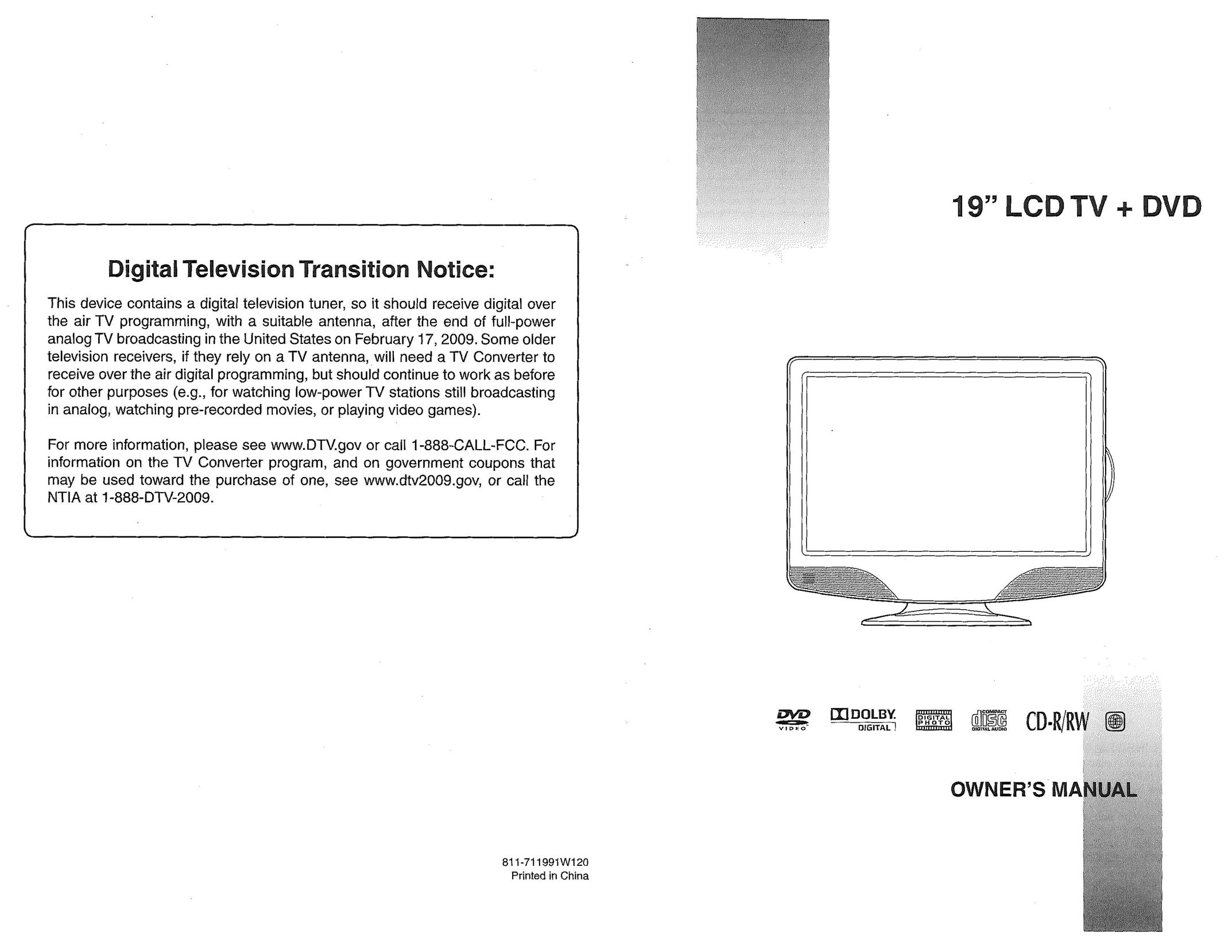 Jensen FPE1908DVDC 19 TV DVD Combo User Manual
