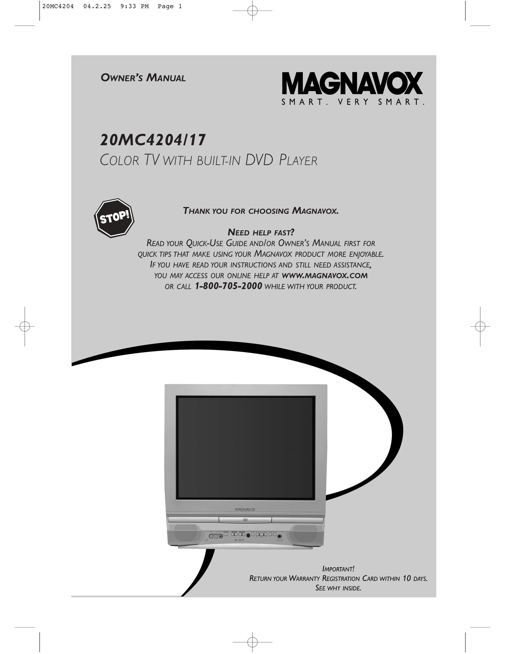 Magnavox 20MC4204/17 TV DVD Combo User Manual