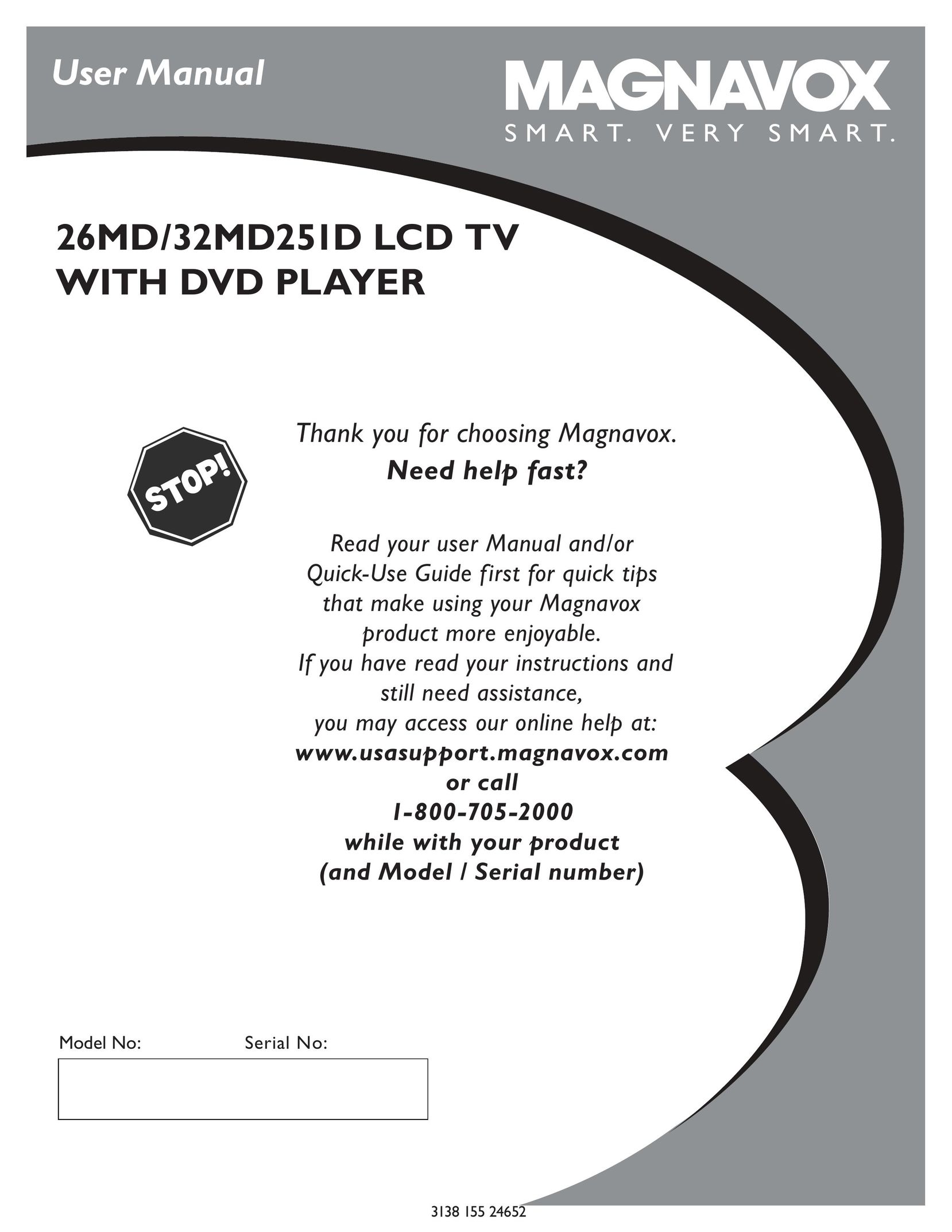 Magnavox 26MD25ID, 32MD25ID TV DVD Combo User Manual
