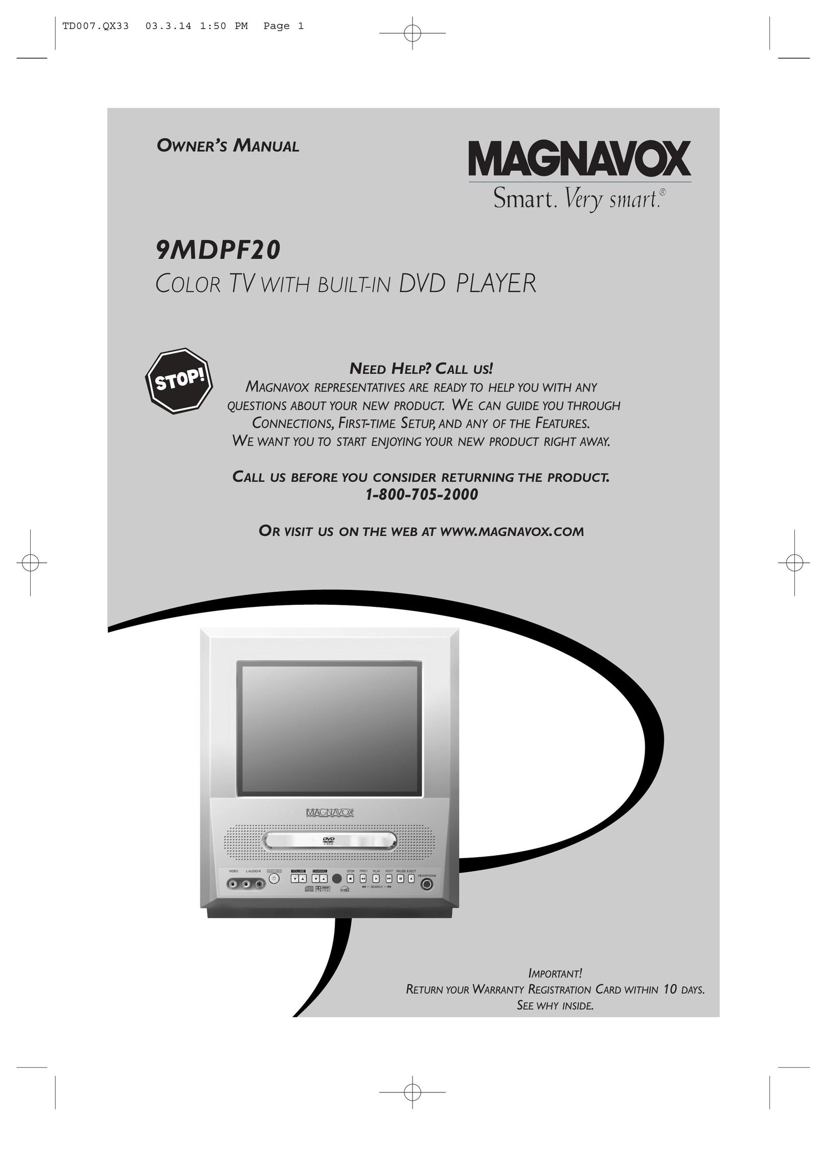 Magnavox 9MDPF20 TV DVD Combo User Manual