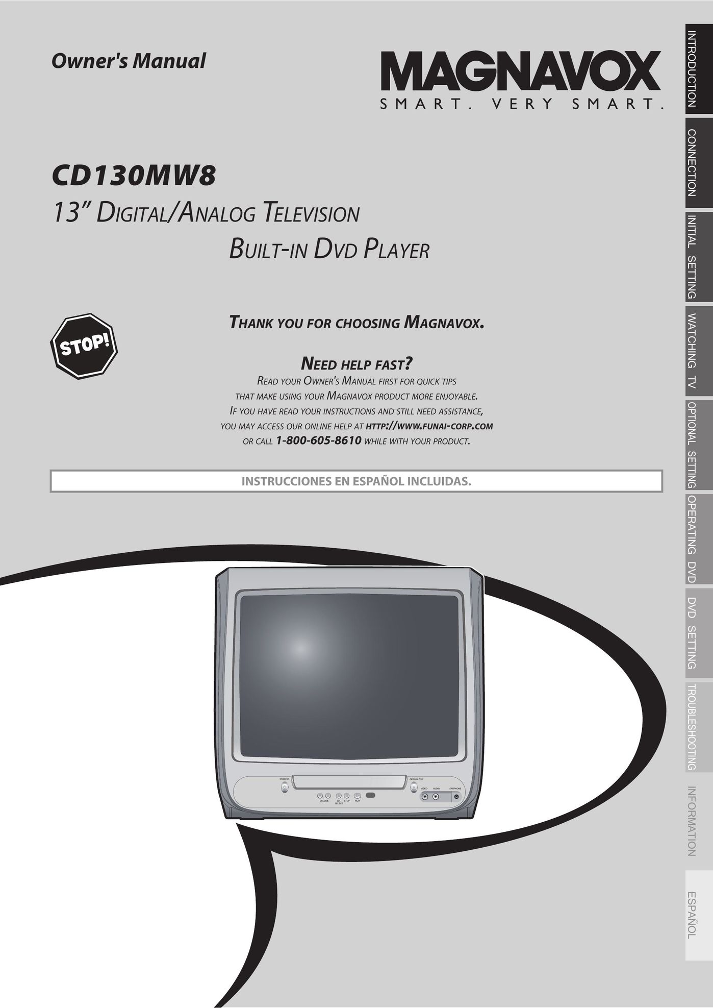 Magnavox CD130MW8 TV DVD Combo User Manual