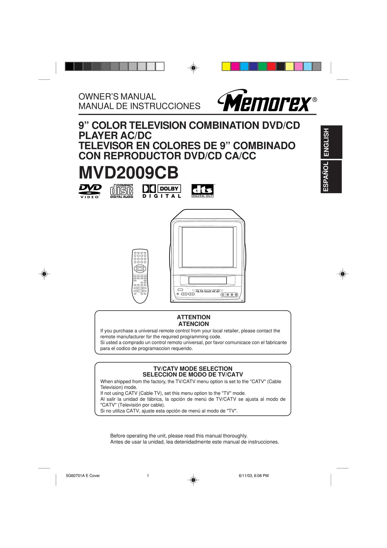 Memorex MVD2009CB TV DVD Combo User Manual