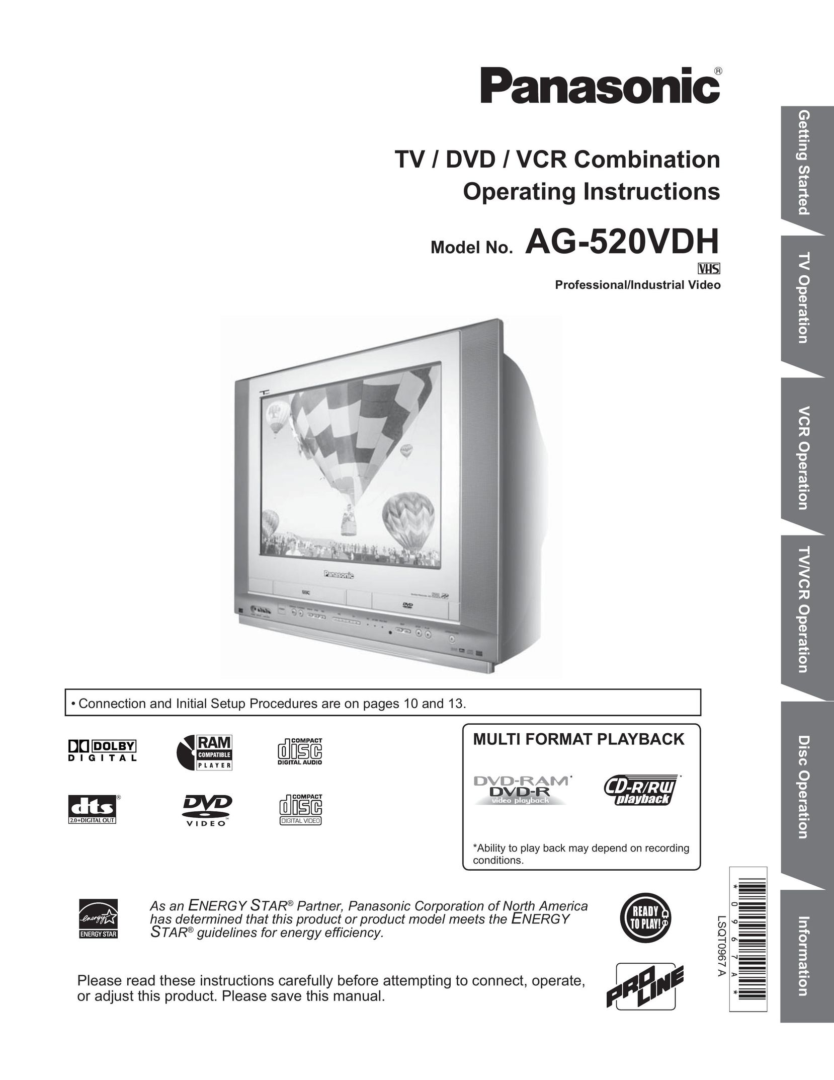Panasonic AG-520VDH TV DVD Combo User Manual