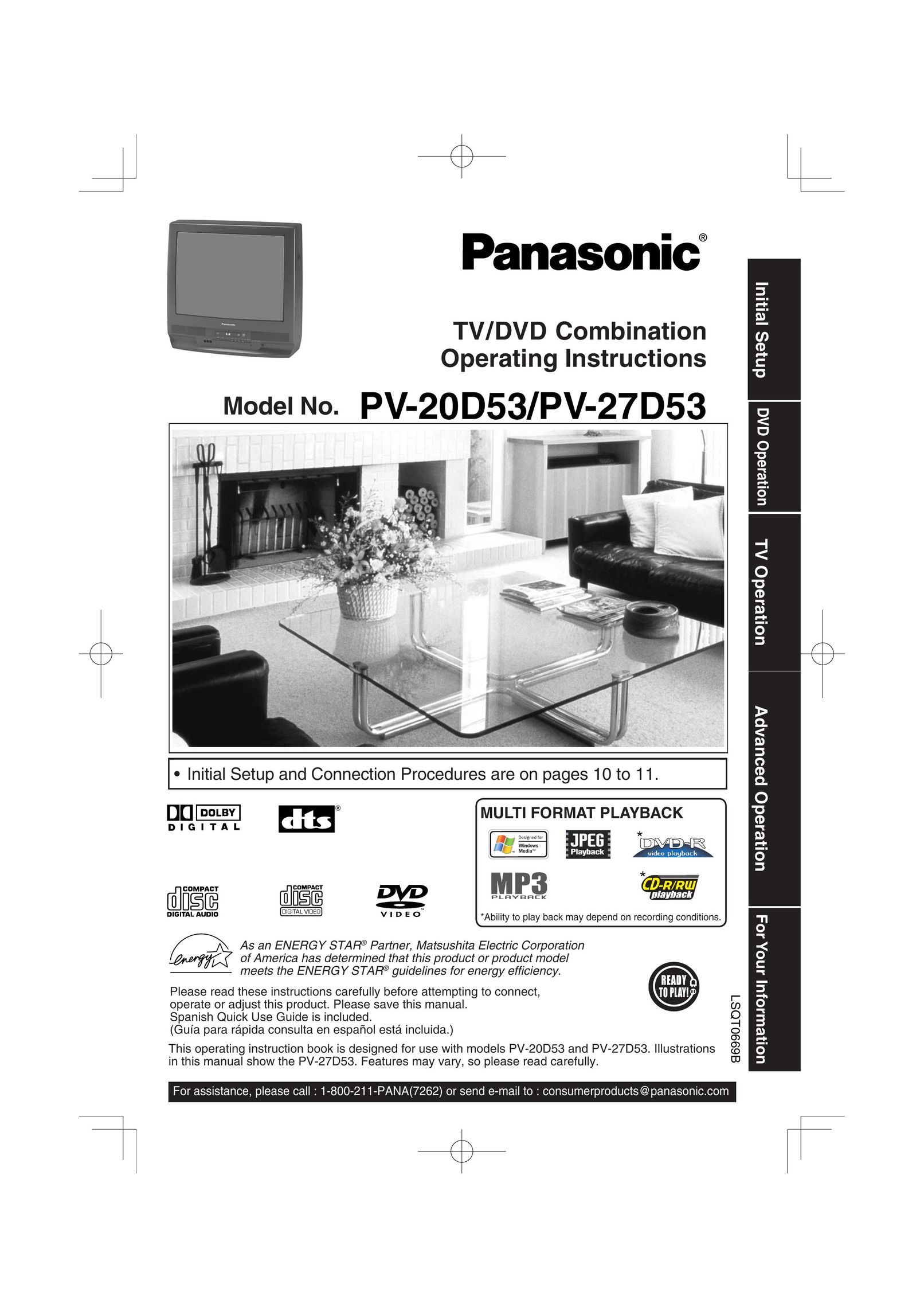 Panasonic PV 20D53 TV DVD Combo User Manual