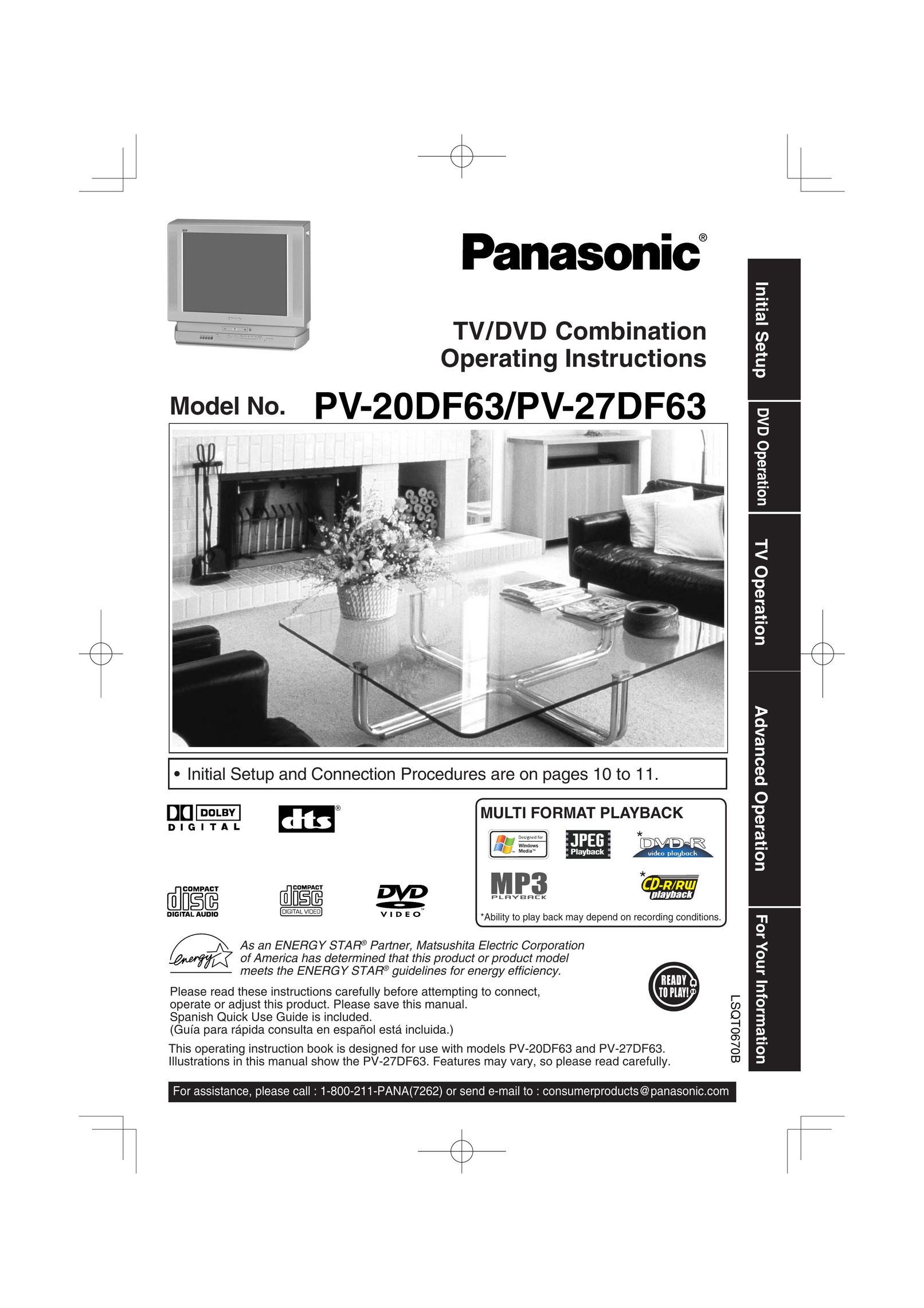 Panasonic PV 20DF63 TV DVD Combo User Manual