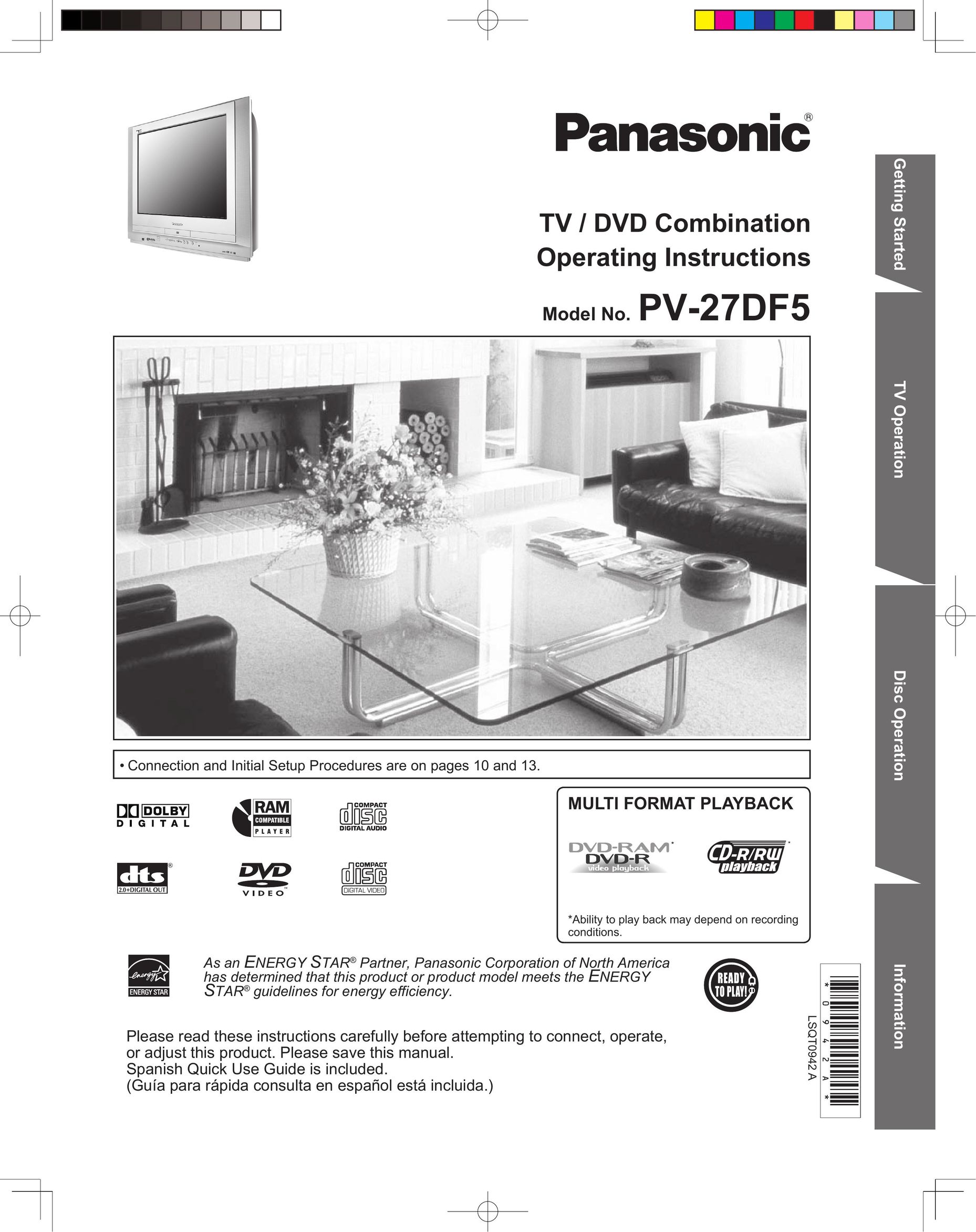 Panasonic PV-27DF5 TV DVD Combo User Manual
