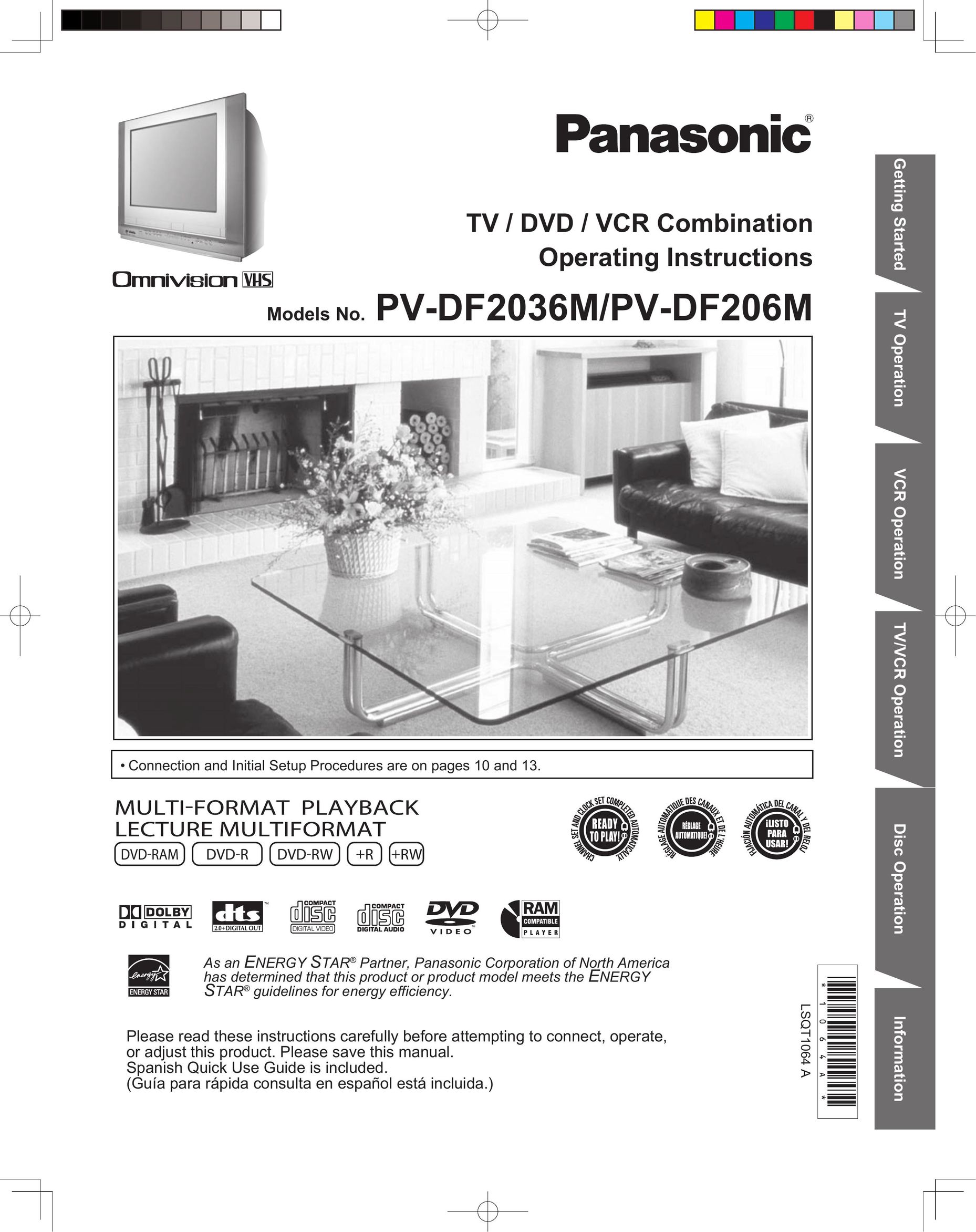 Panasonic PV-DF2036M TV DVD Combo User Manual