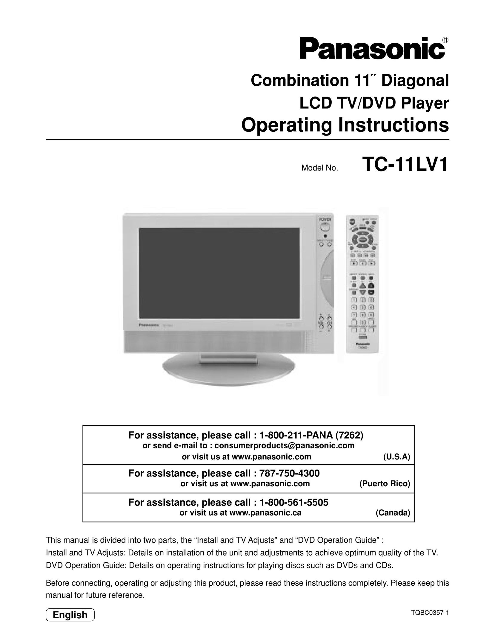 Panasonic TC 11LV1 TV DVD Combo User Manual