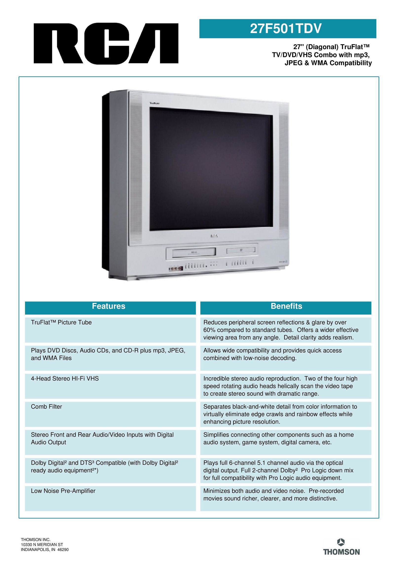 RCA 27F501TDV TV DVD Combo User Manual