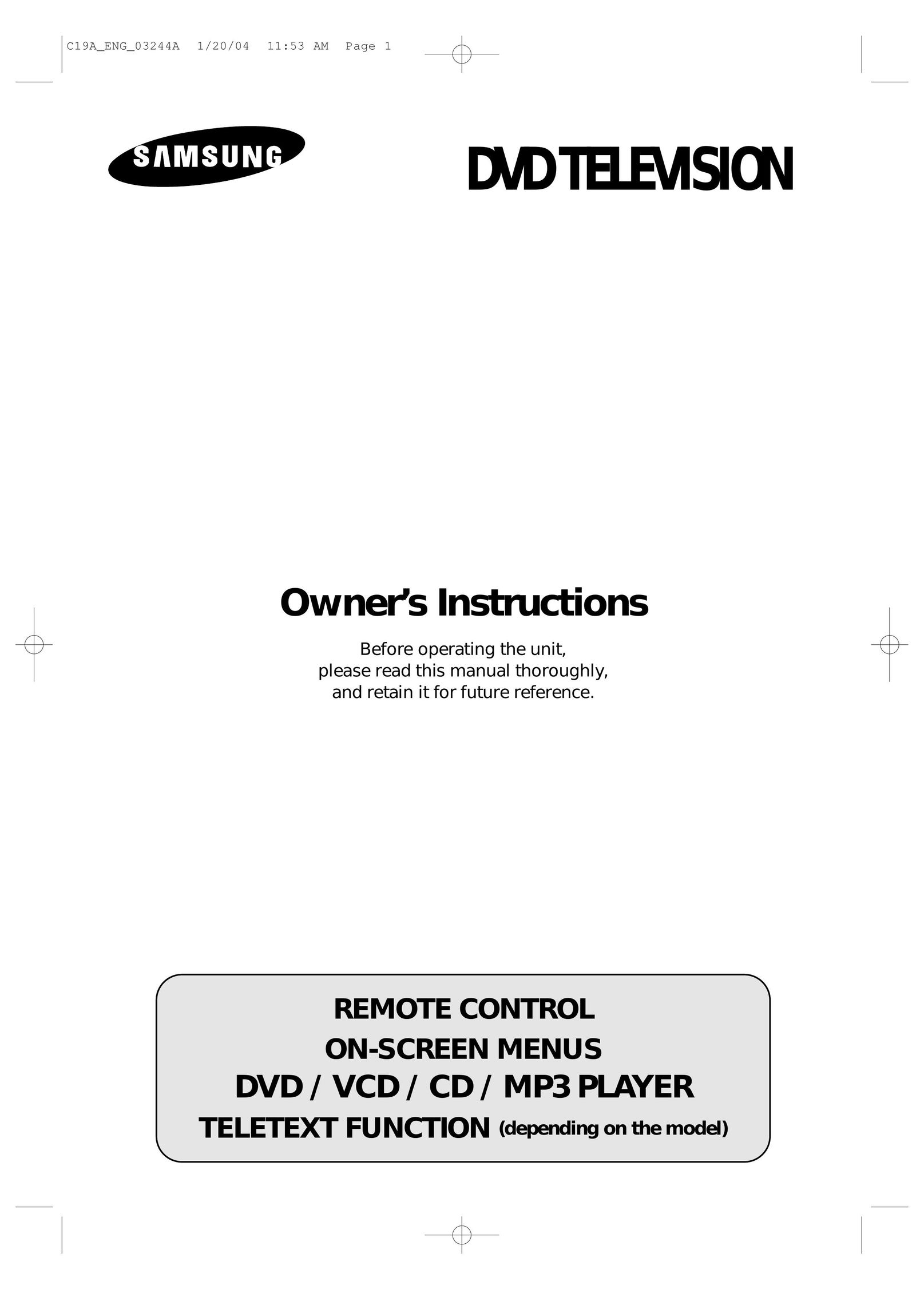 Samsung DVD Television TV DVD Combo User Manual