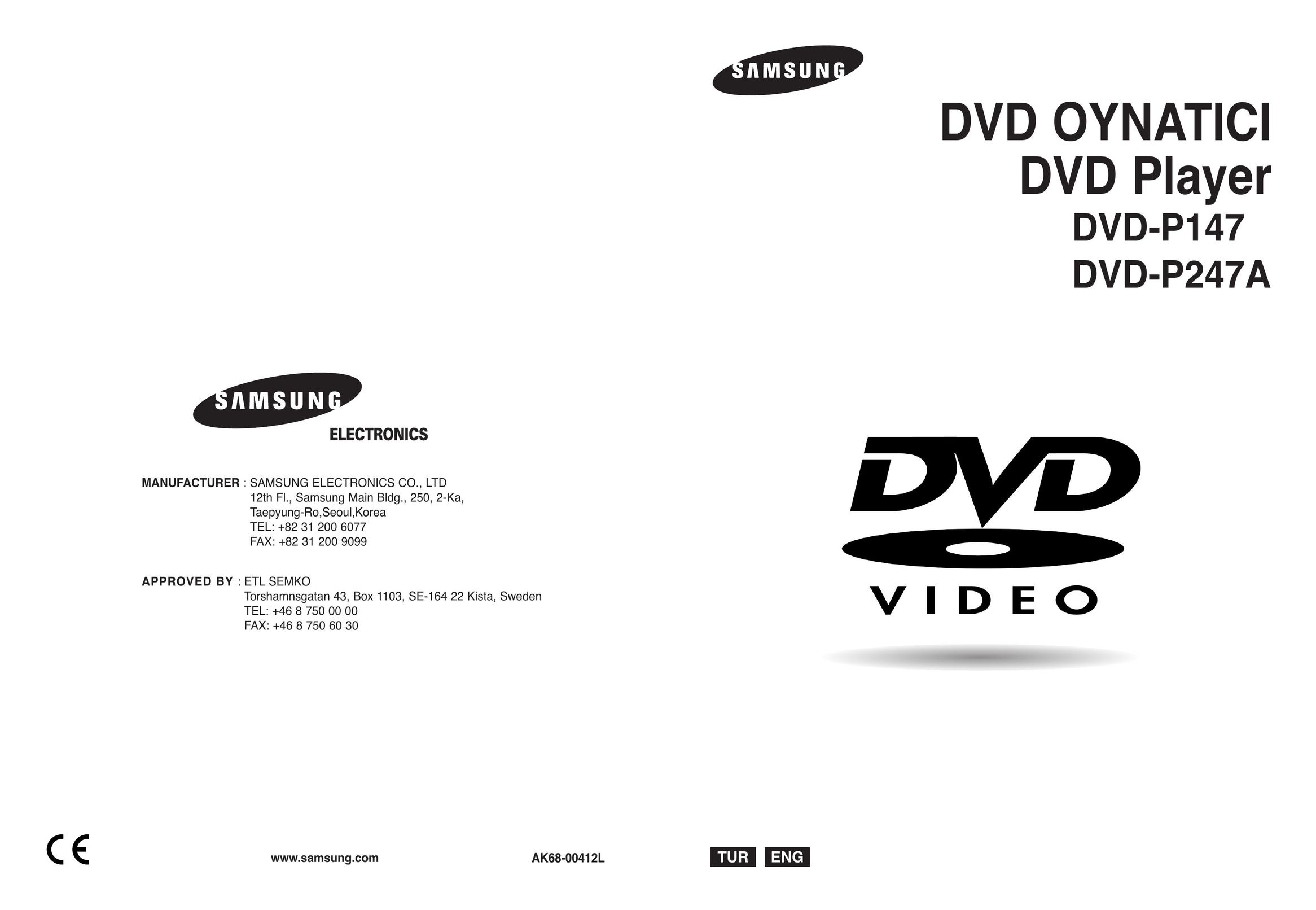 Samsung DVD-P147 TV DVD Combo User Manual