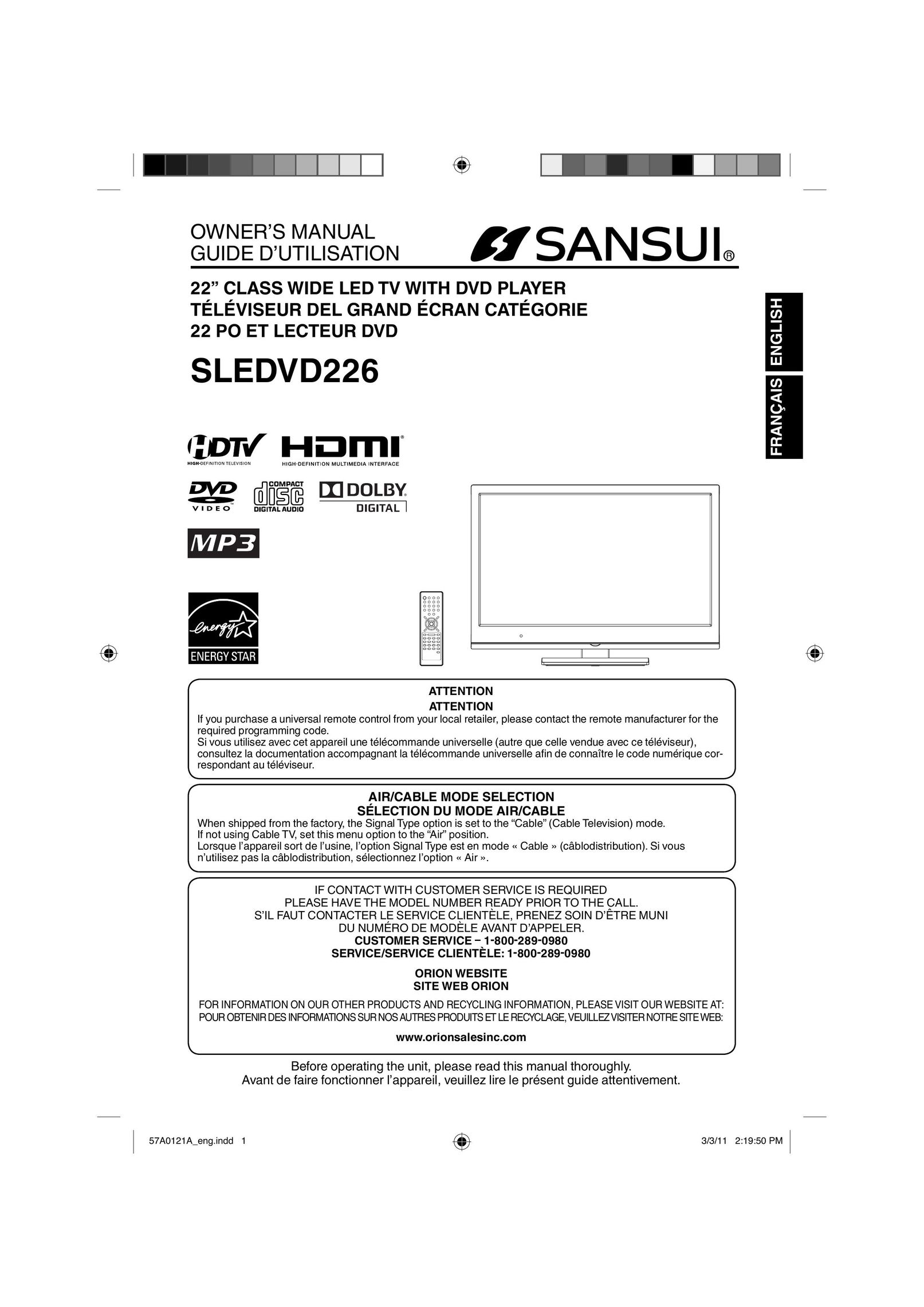 Sansui SLEDVD226 TV DVD Combo User Manual