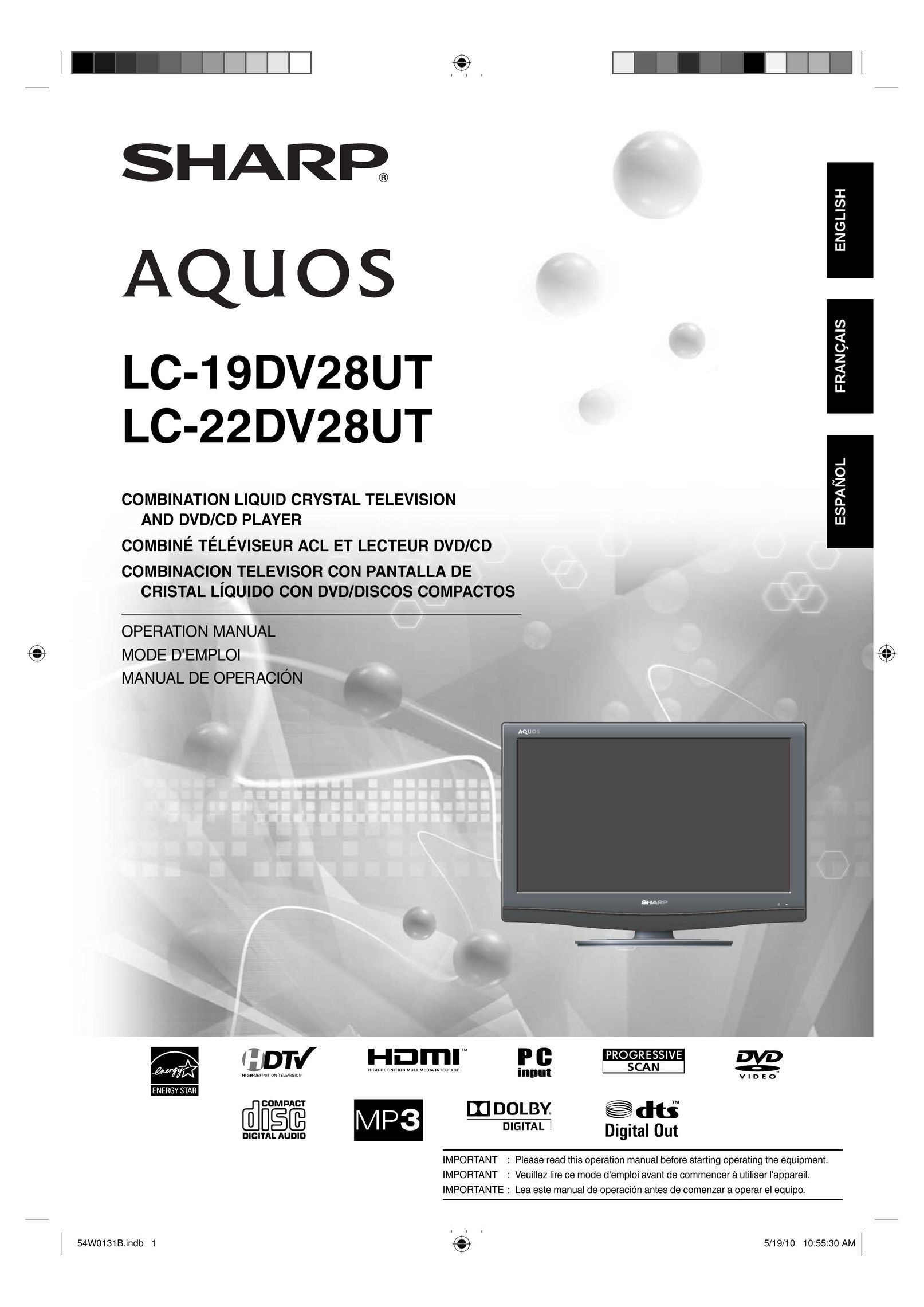 Sharp LC-19DV28UT TV DVD Combo User Manual