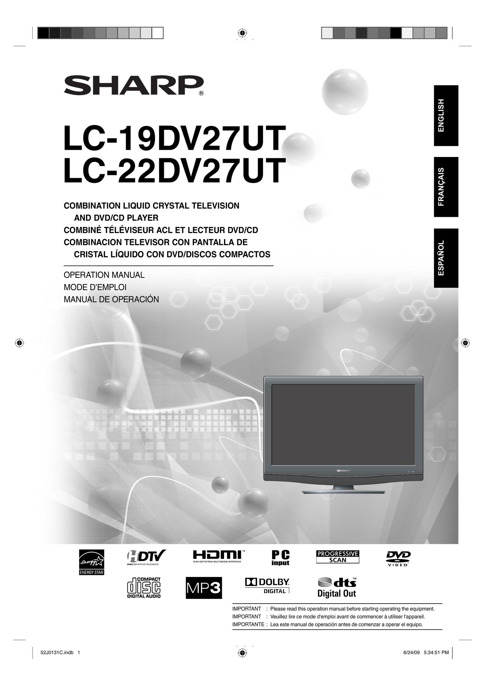 Sharp LC-22DV27UT TV DVD Combo User Manual