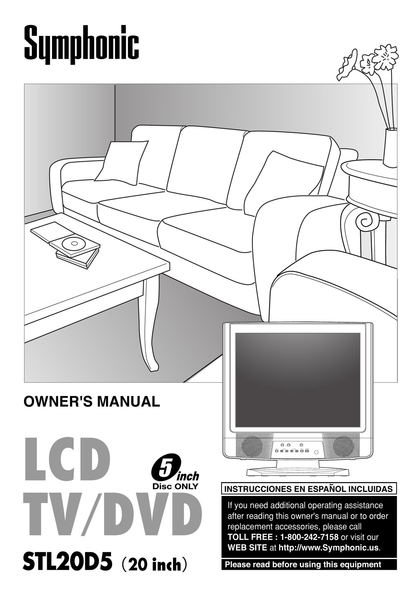 Symphonic STL20D5 TV DVD Combo User Manual