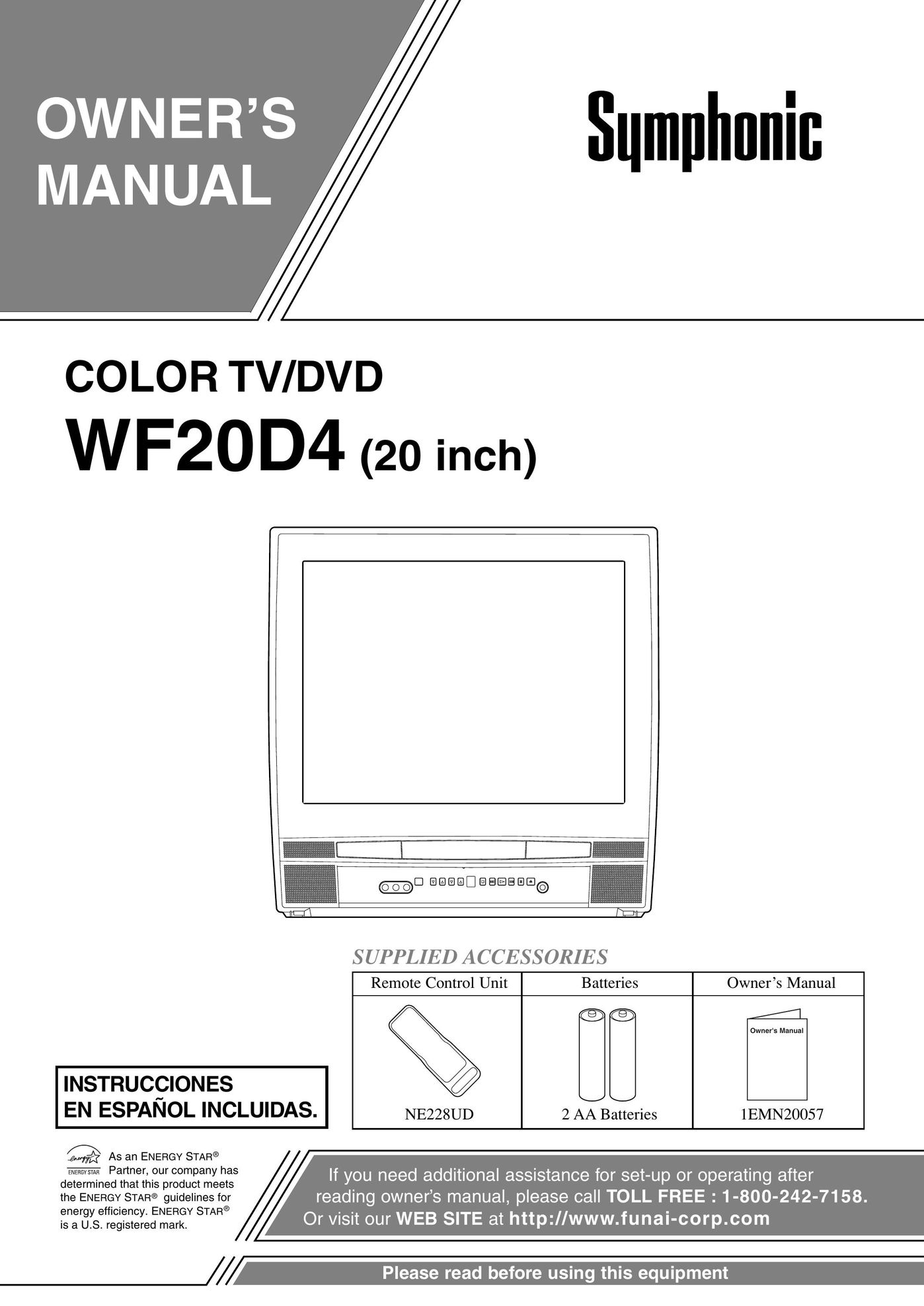 Symphonic WF20D4 TV DVD Combo User Manual