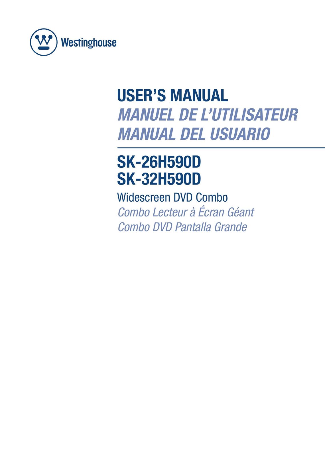 Westinghouse SK-32H590D TV DVD Combo User Manual
