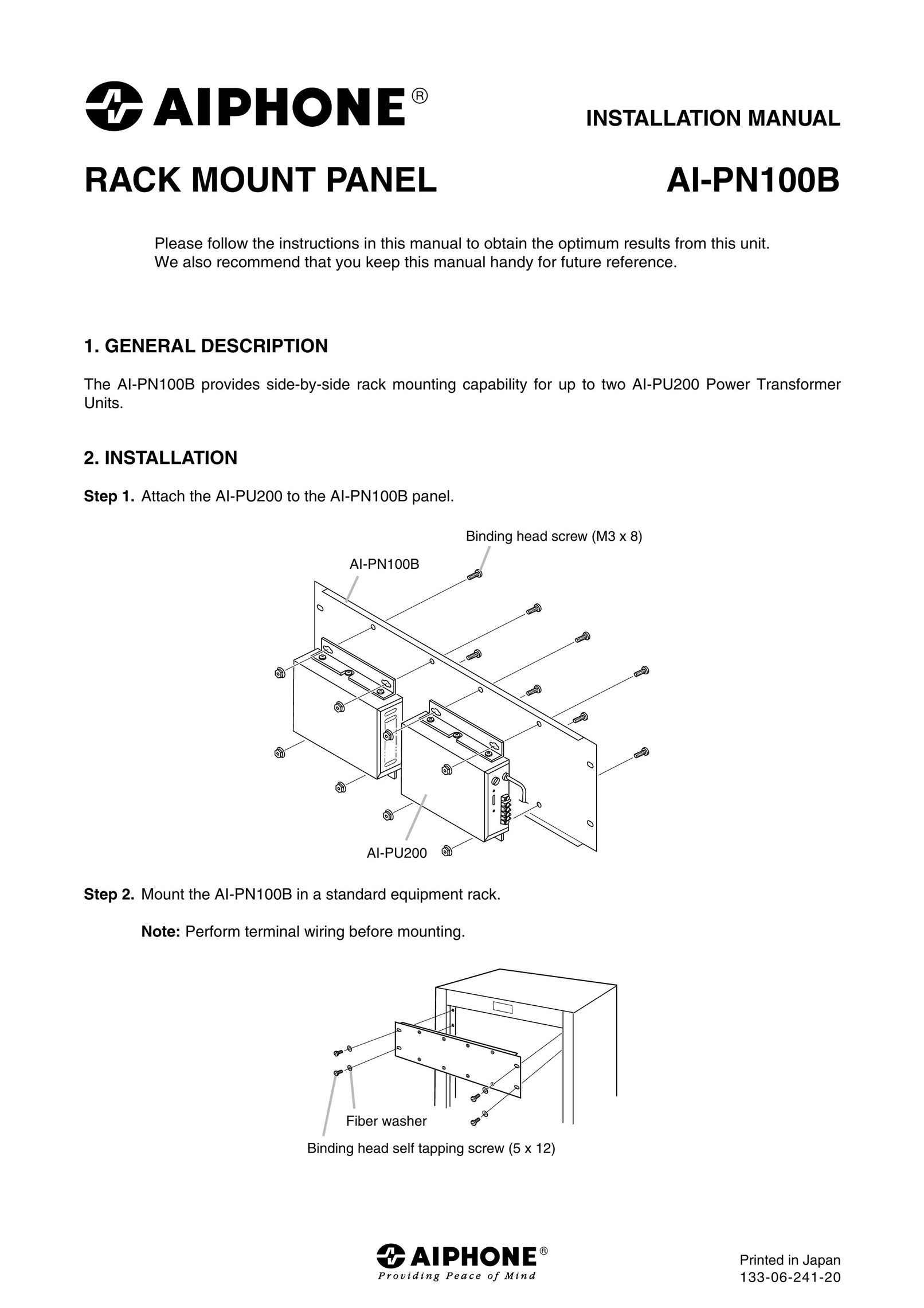 Aiphone BRACK MOUNT PANEL TV Mount User Manual