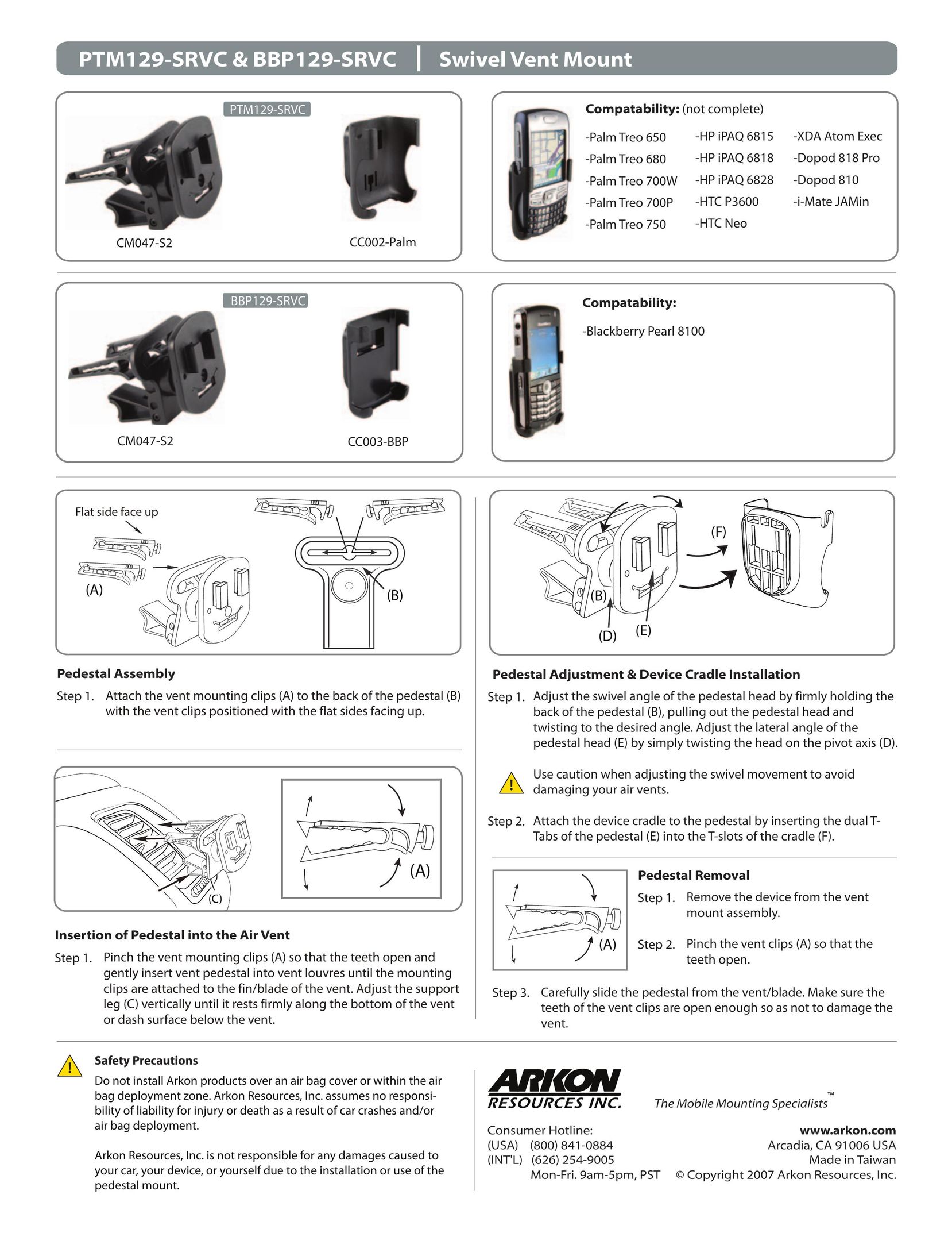 Avaya PTM129-SRVC TV Mount User Manual