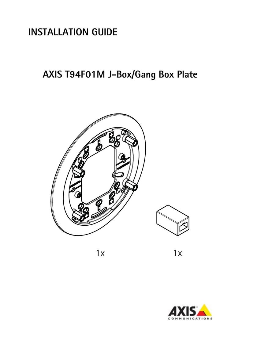 Axis Communications J-Box/Gang Box Plate TV Mount User Manual