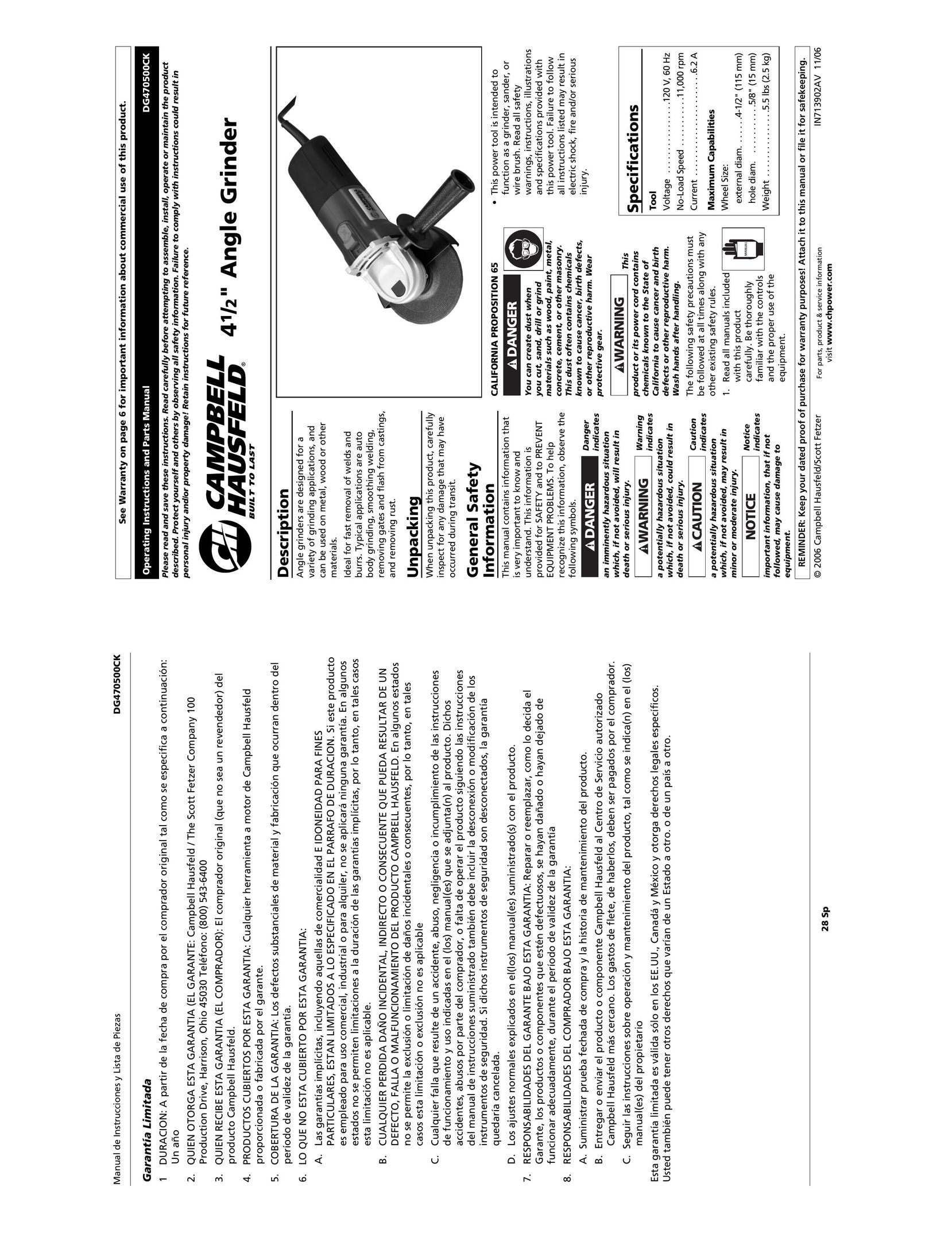 Campbell Hausfeld DG470500CK TV Mount User Manual