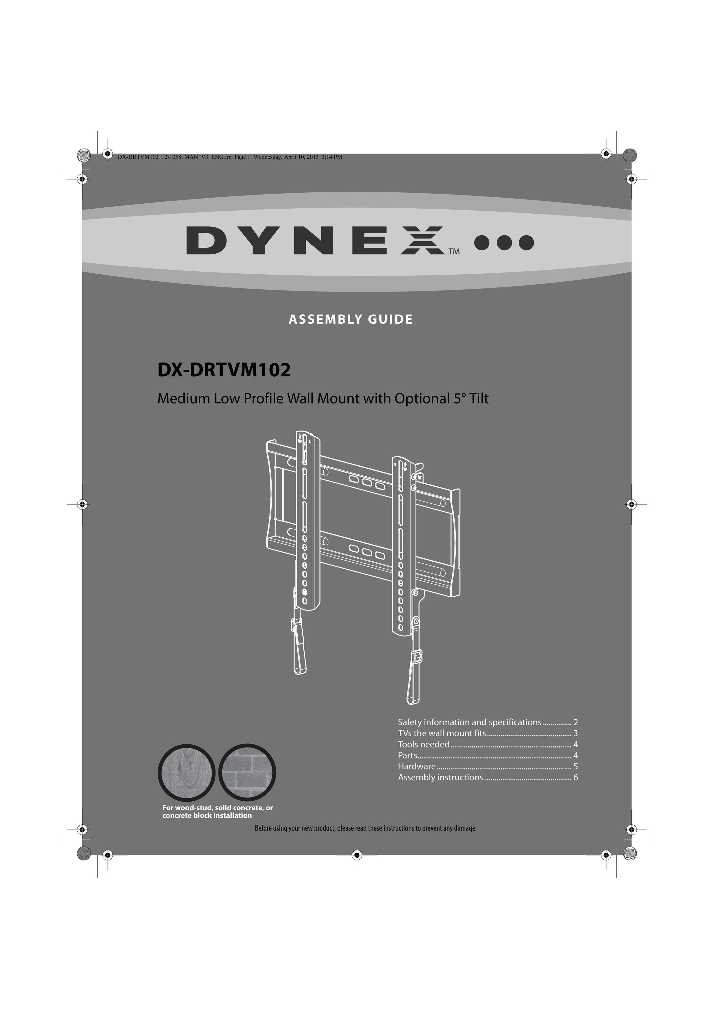 Dynex dx-drtvm102 TV Mount User Manual