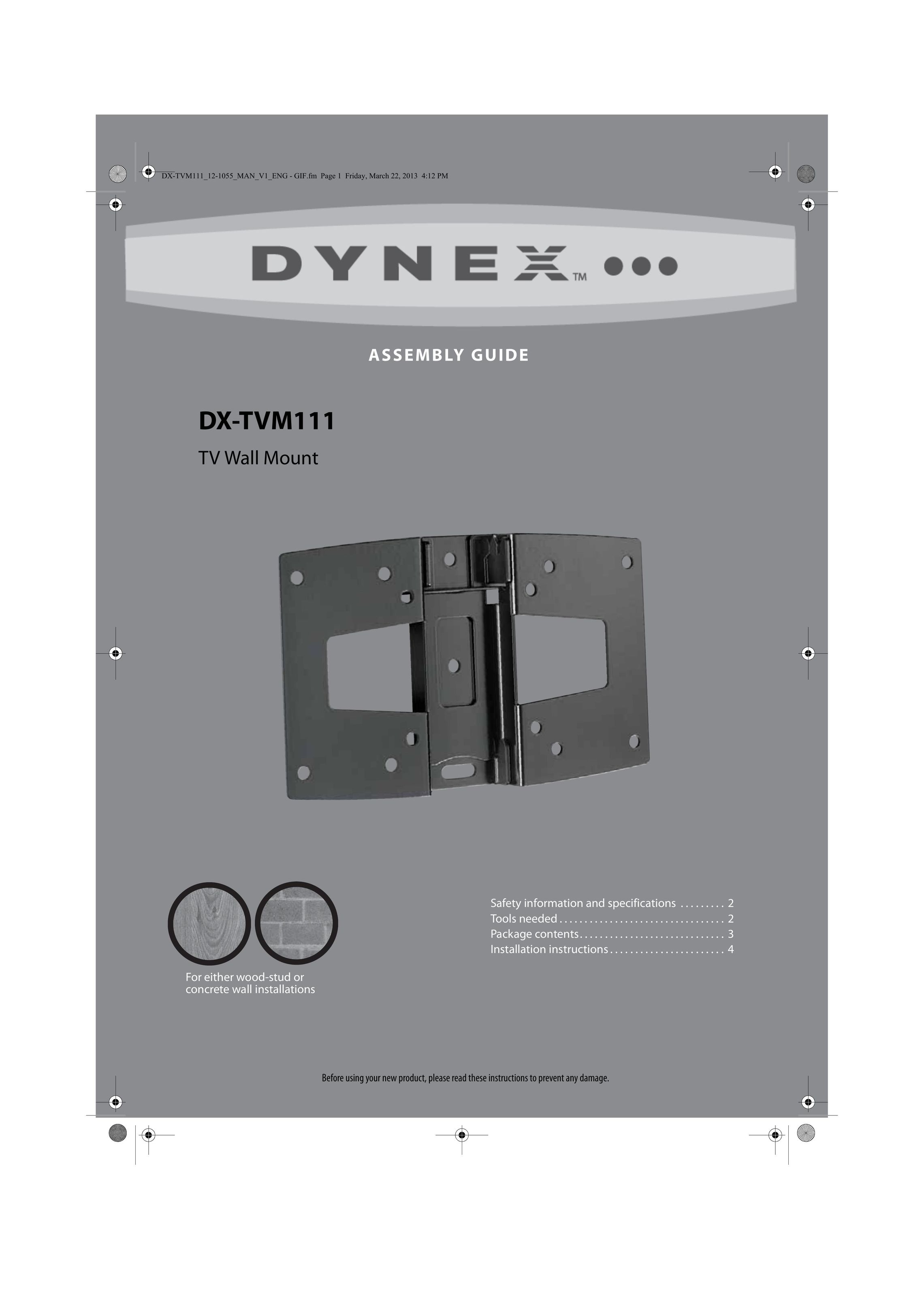 Dynex DX-TVM111 TV Mount User Manual