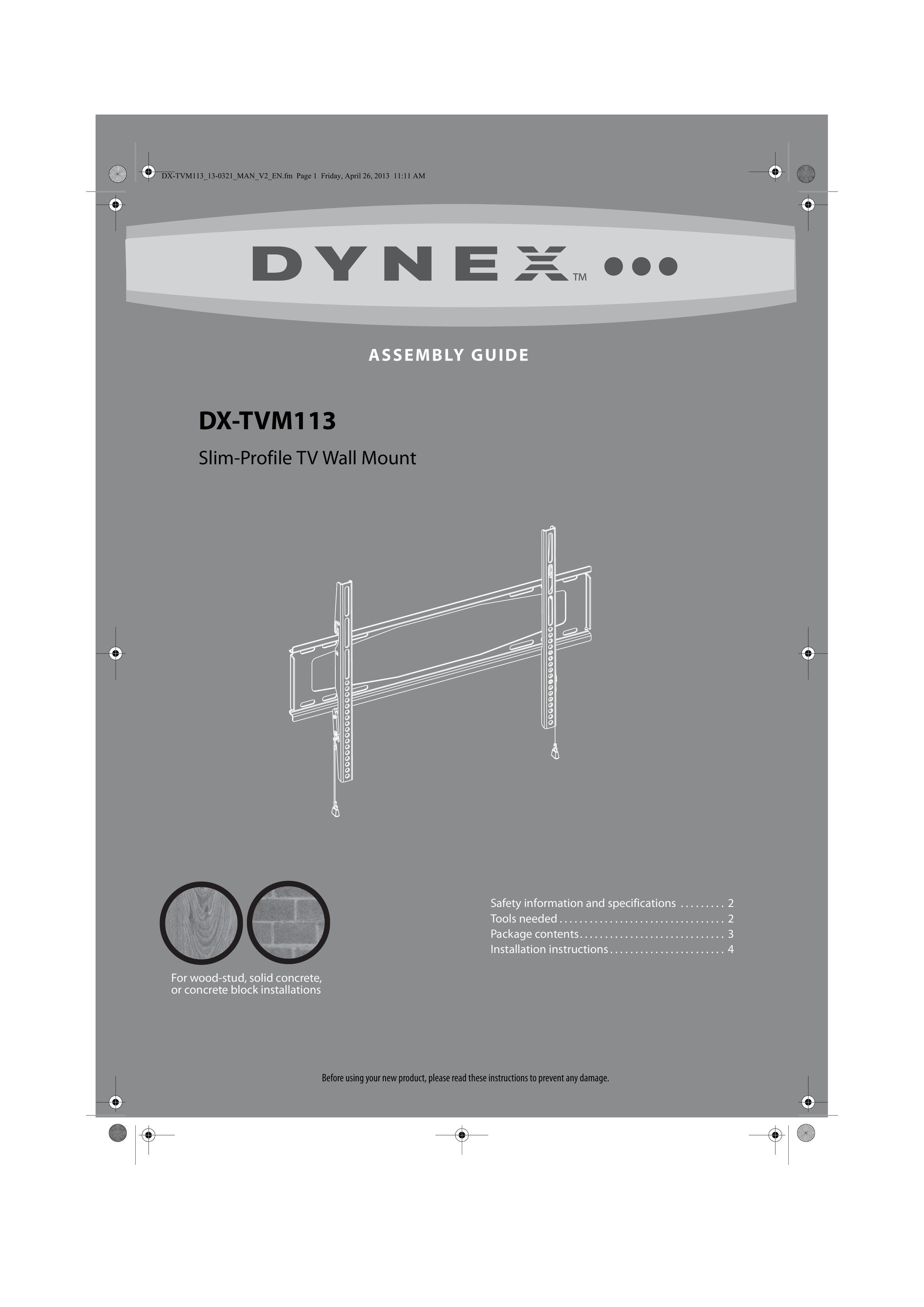Dynex DX-TVM113 TV Mount User Manual