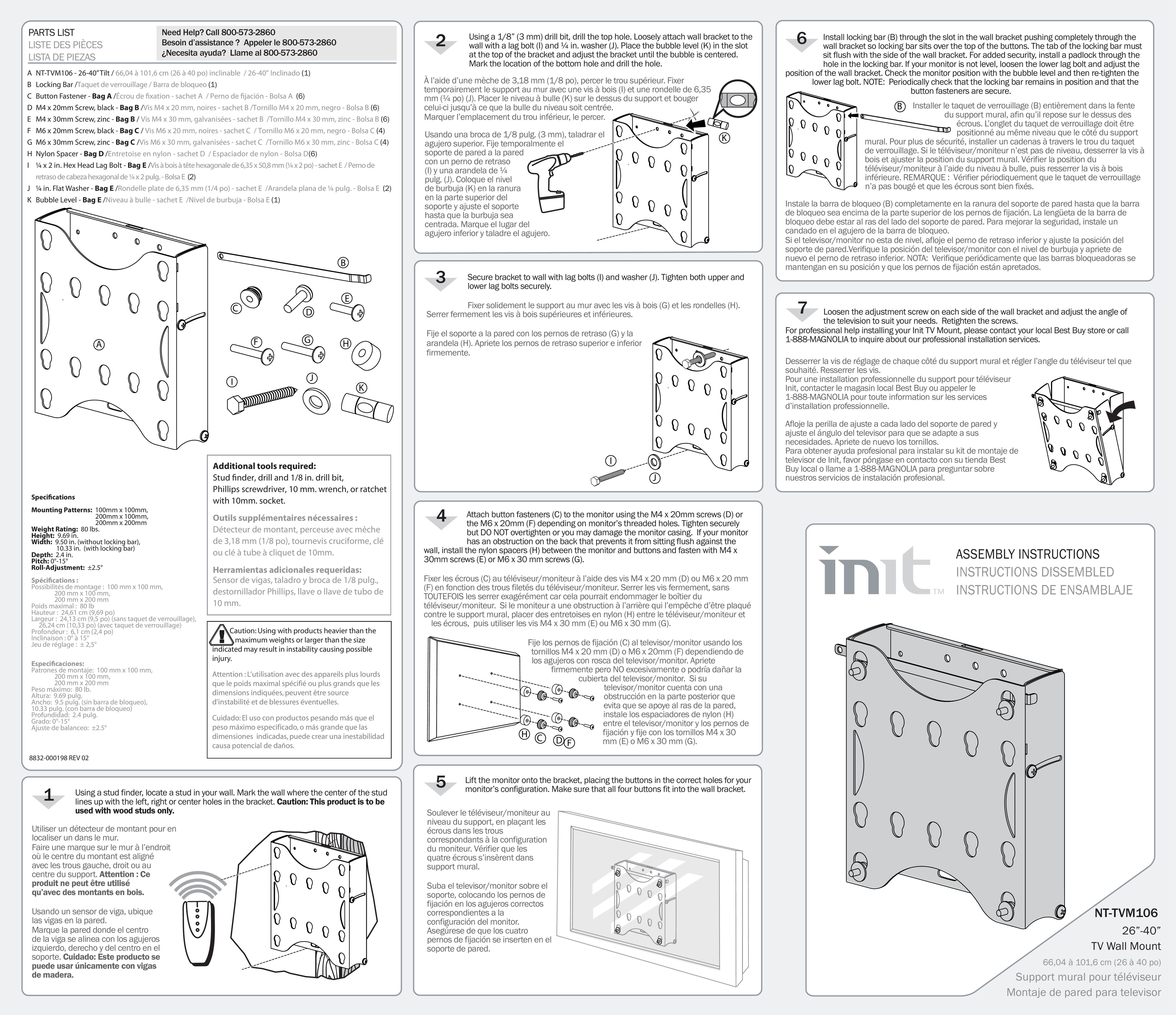 Init NT-TVM106 TV Mount User Manual
