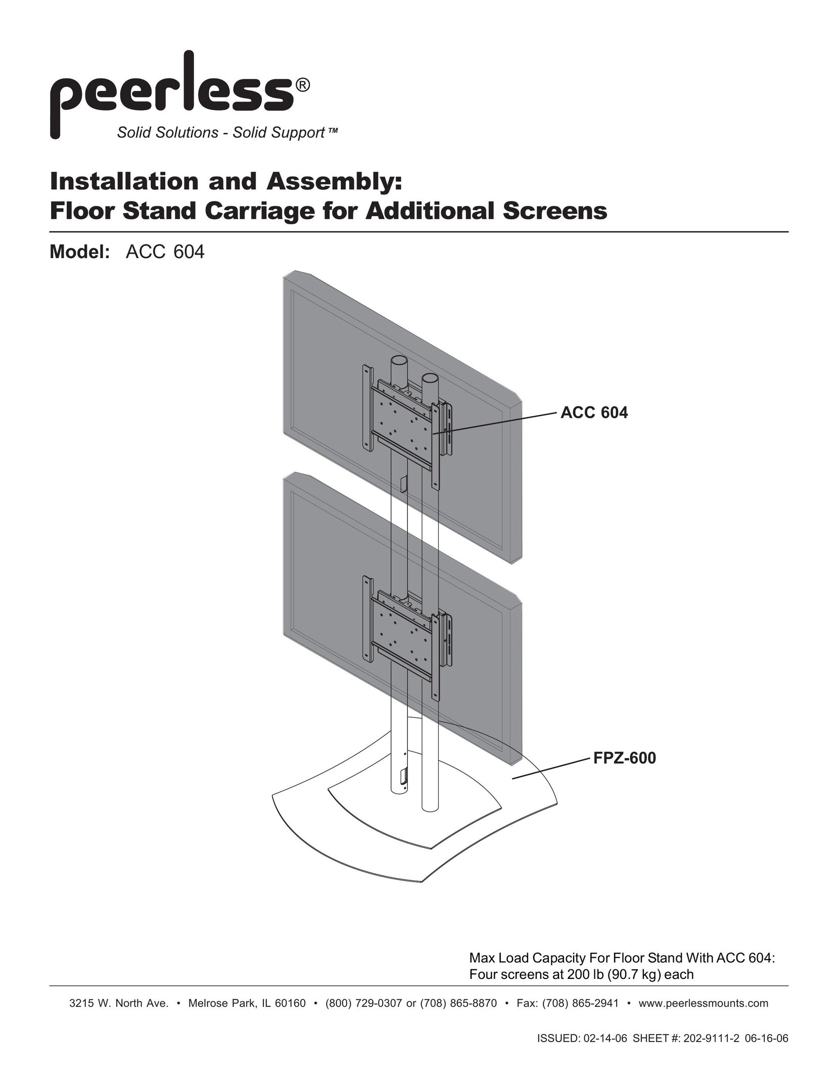 Peerless Maximizer Products ACC 604 TV Mount User Manual