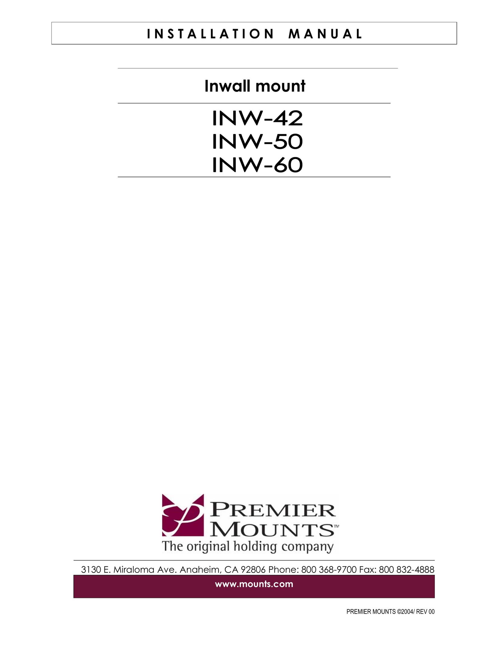 Premier Mounts INW-50 TV Mount User Manual