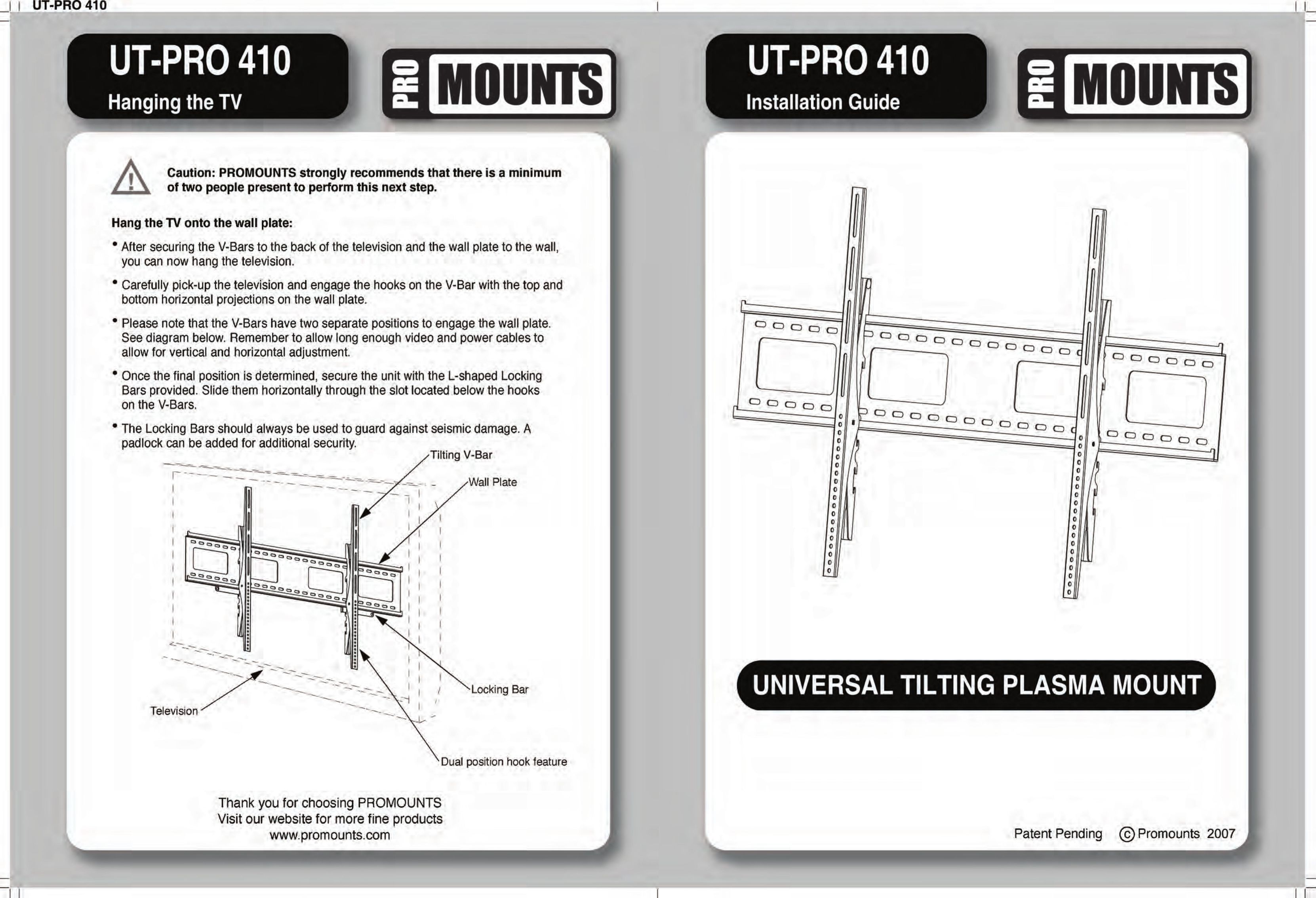 ProMounts UTPRO410 TV Mount User Manual