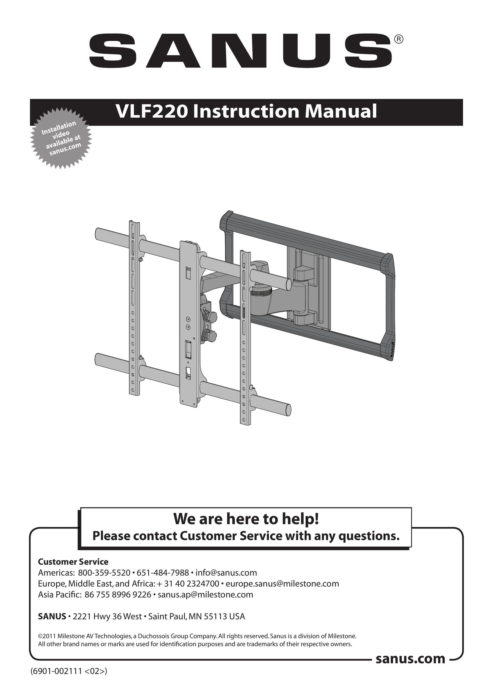 Sanus Systems VLF220 TV Mount User Manual