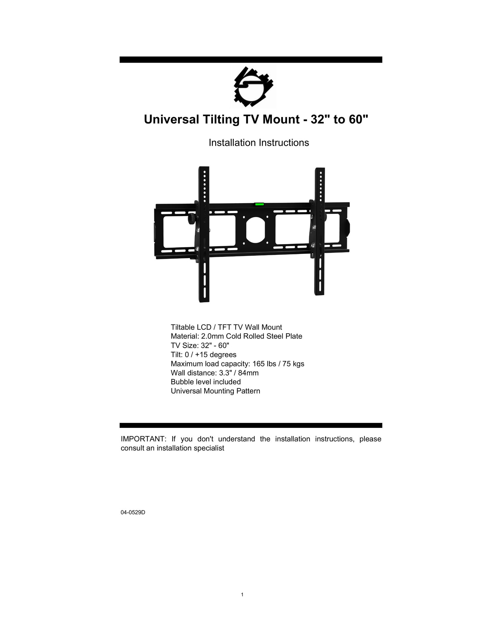 SIIG 04-0529D TV Mount User Manual