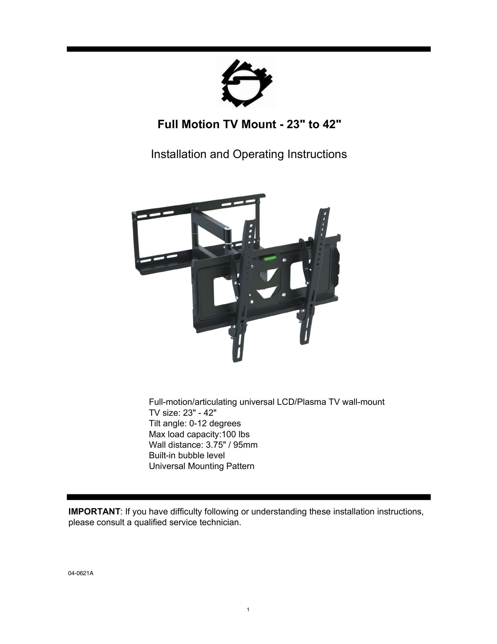 SIIG 04-0621A TV Mount User Manual
