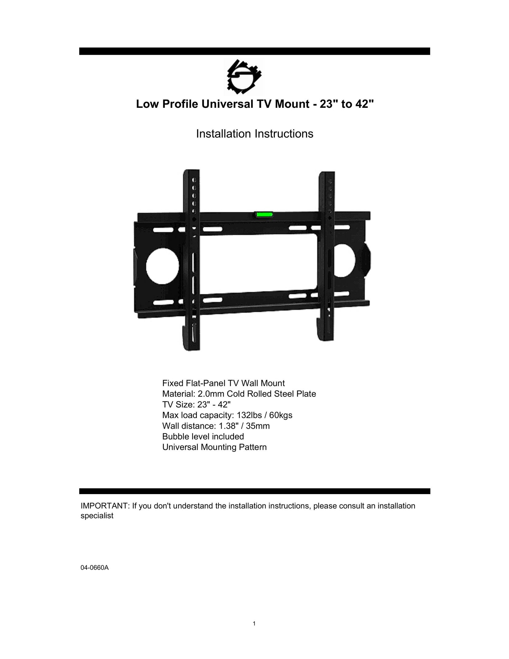 SIIG 04-0660A TV Mount User Manual