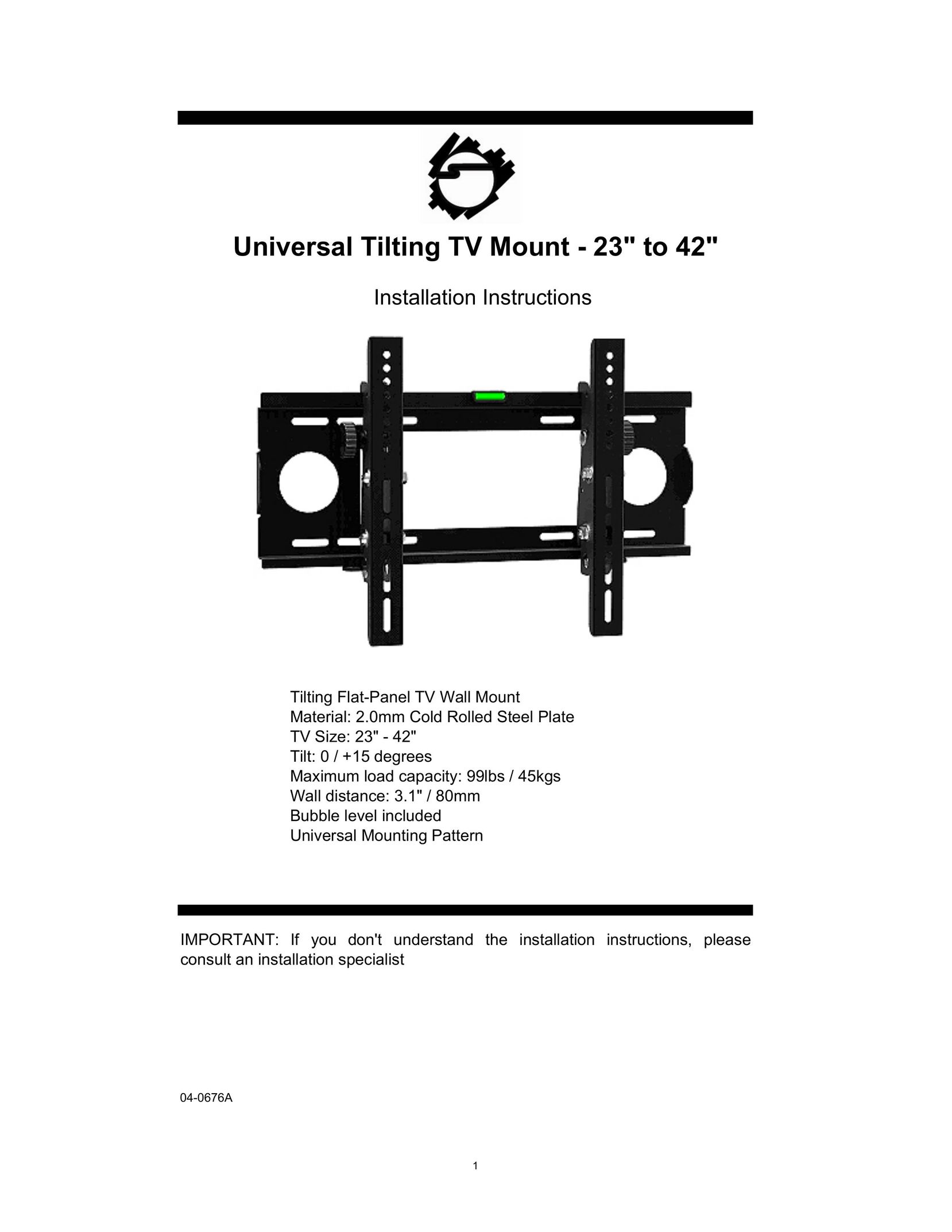 SIIG 04-0676A TV Mount User Manual