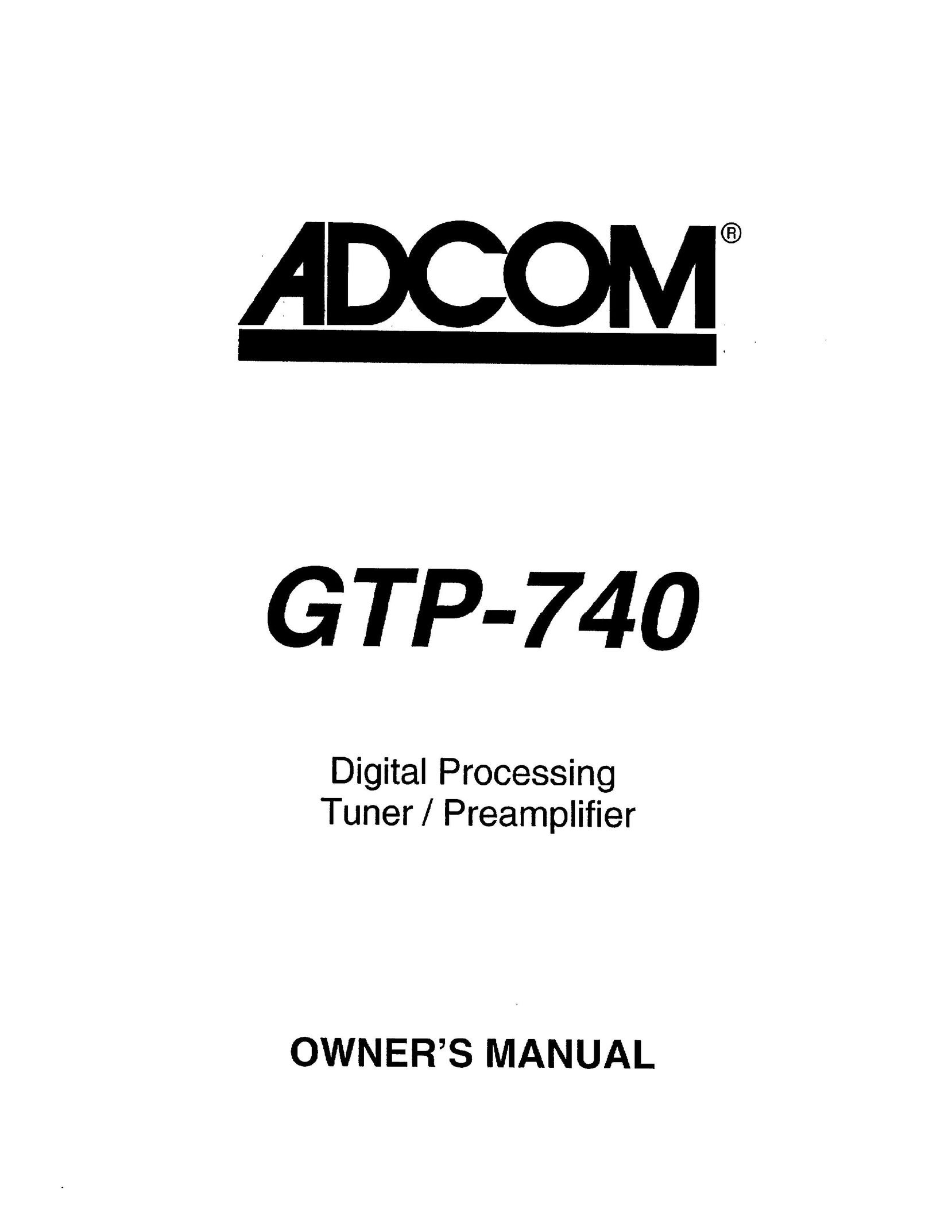 Adcom GTP-740 TV Receiver User Manual