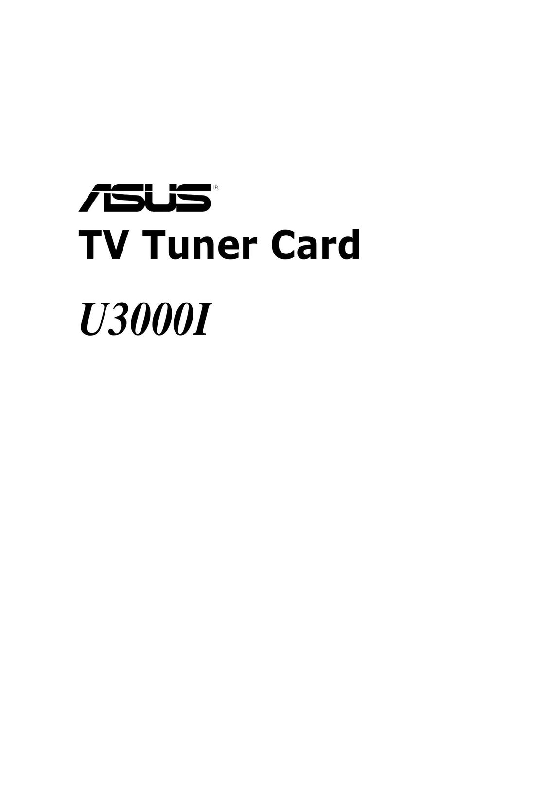 Asus U3000I TV Receiver User Manual
