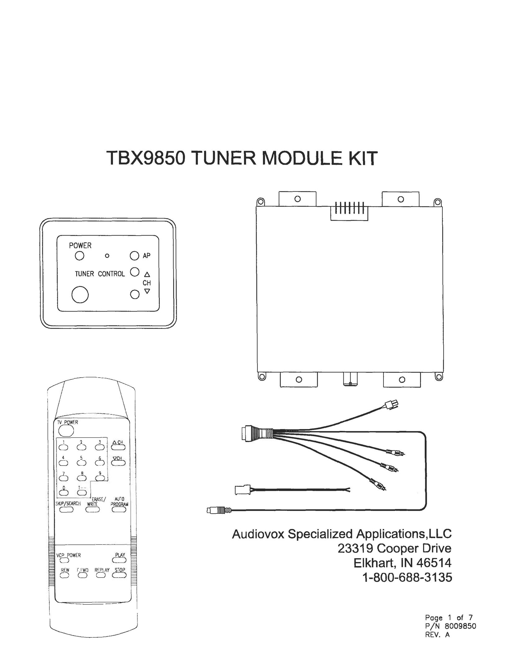 Audiovox TBX9850 TV Receiver User Manual