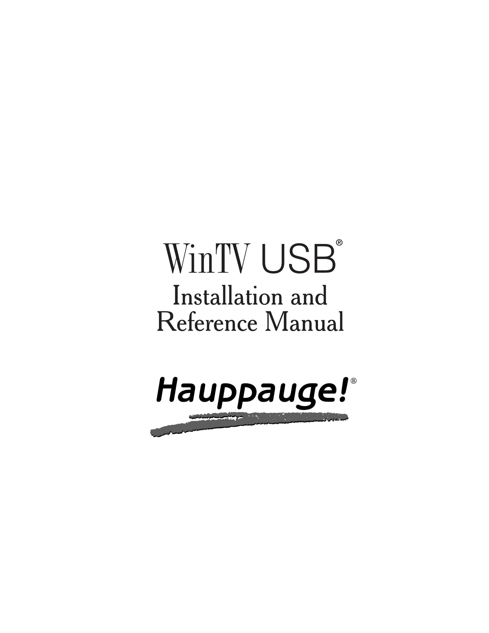 Hauppauge WinTV-USB TV Receiver User Manual