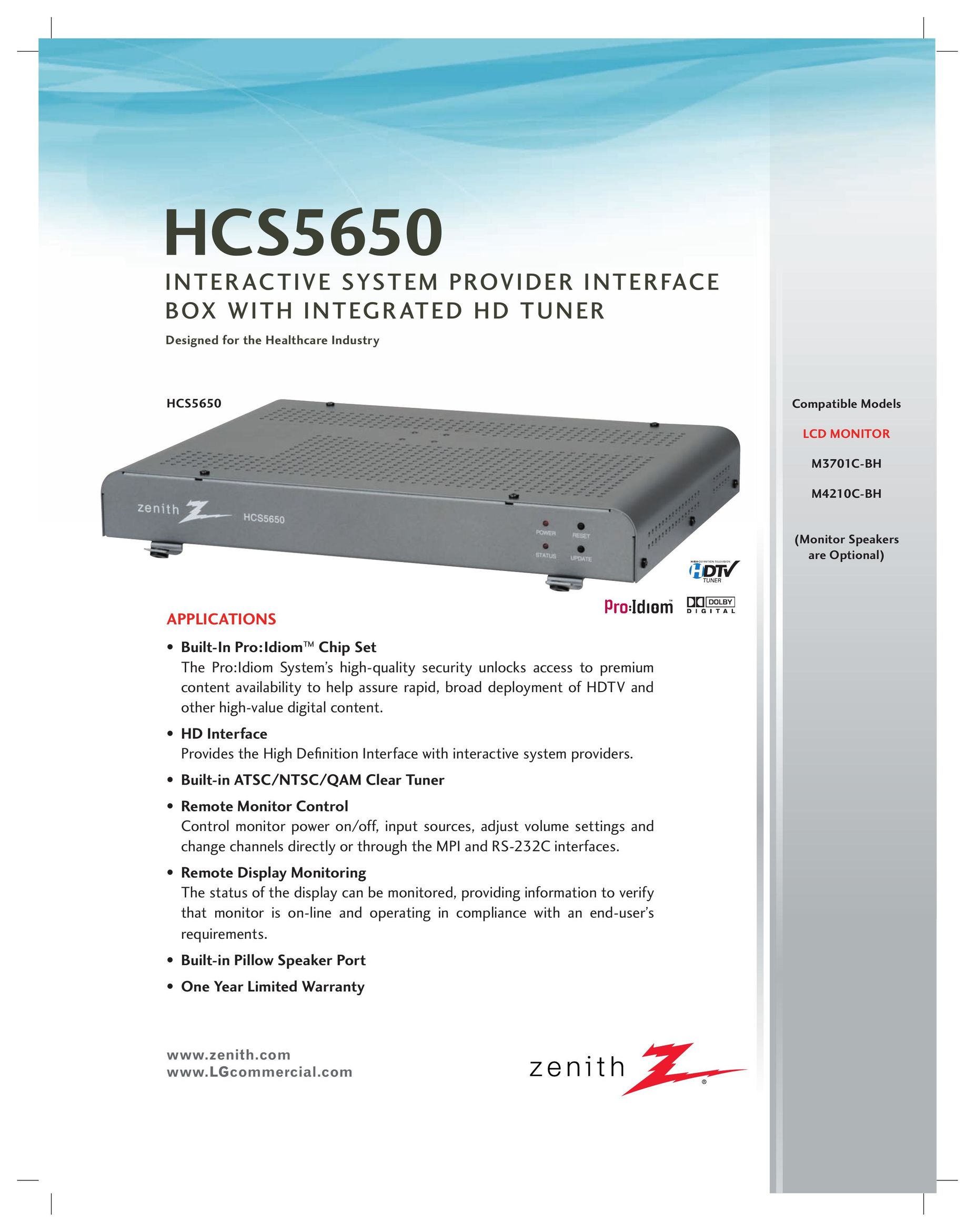 LG Electronics HCS5650 TV Receiver User Manual