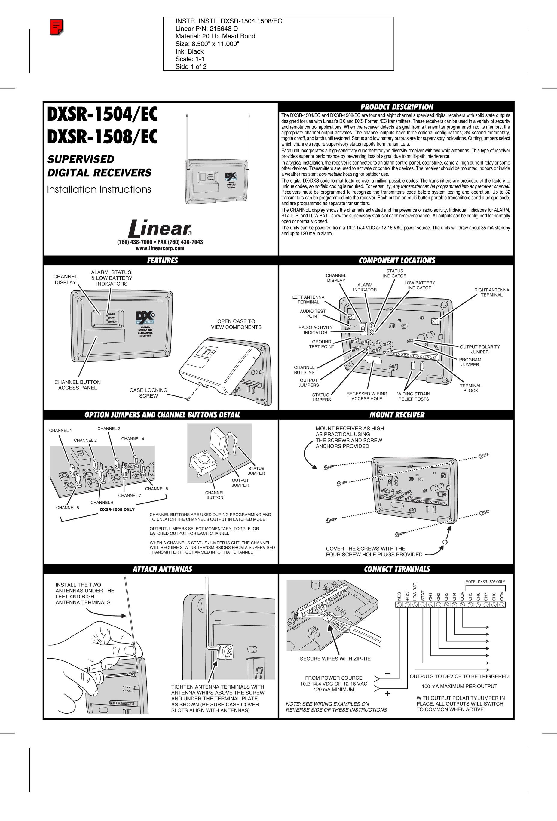Linear DXSR-1508/EC TV Receiver User Manual