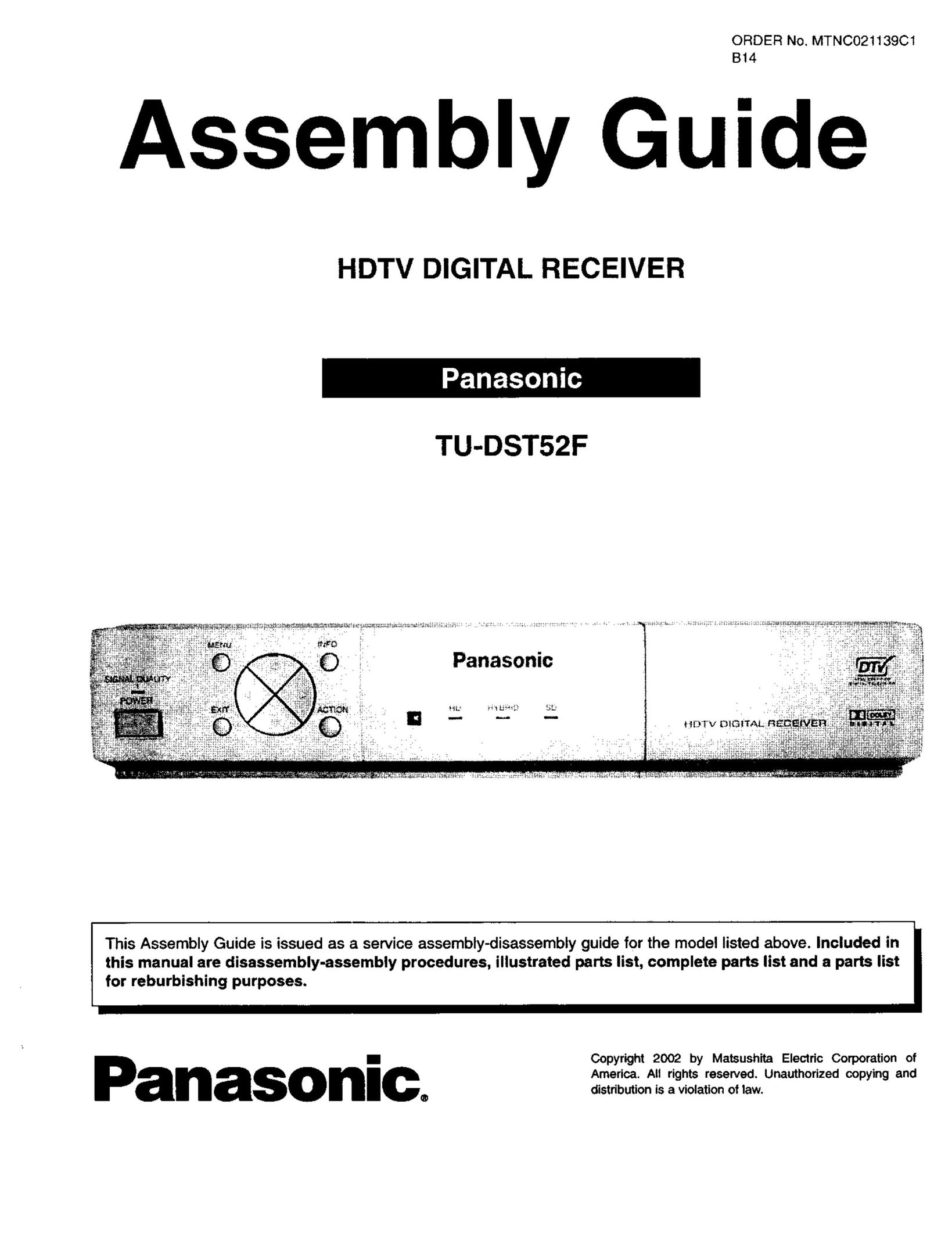 Panasonic TU-DST52F TV Receiver User Manual