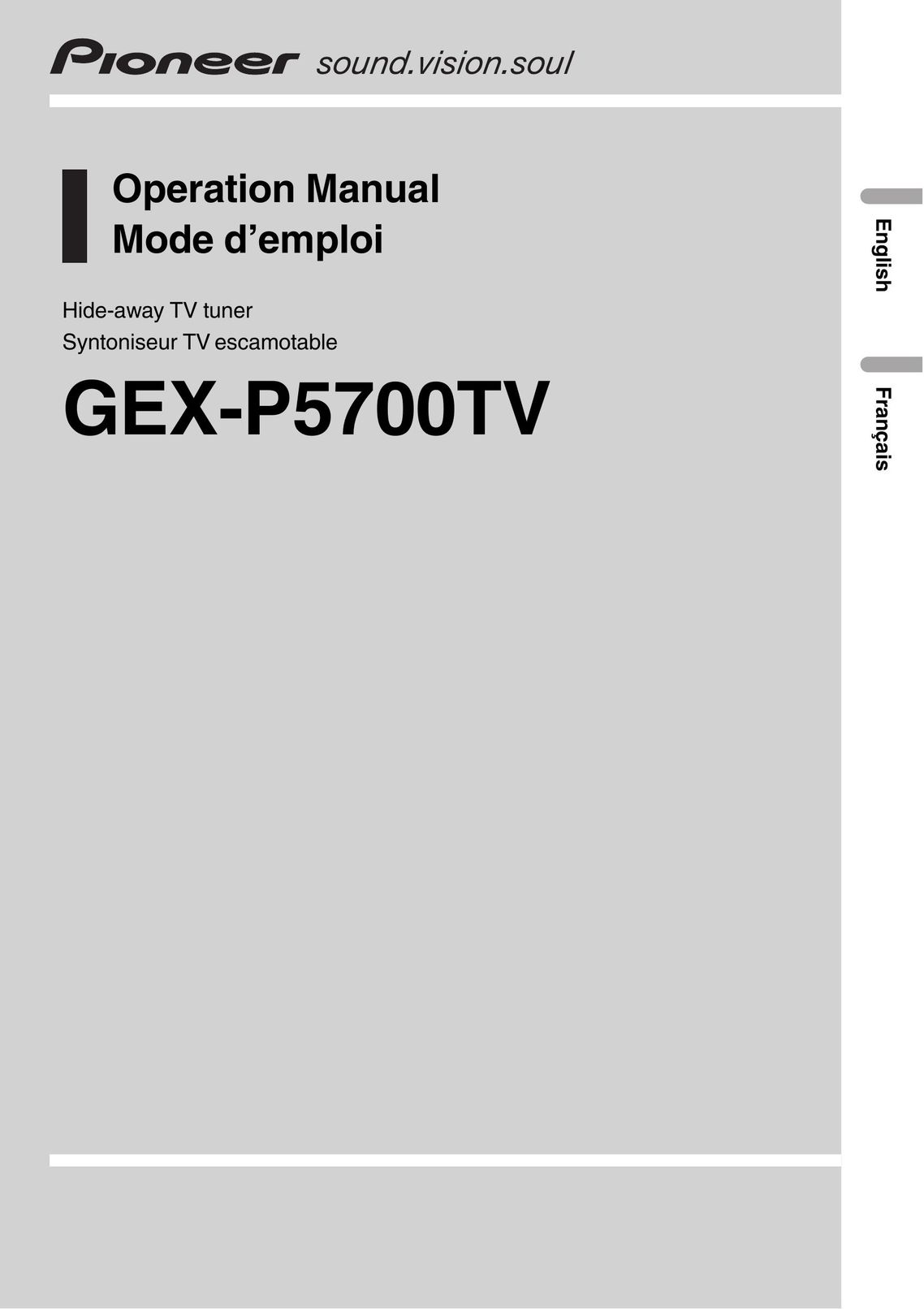 Pioneer GEX-P5700TV TV Receiver User Manual