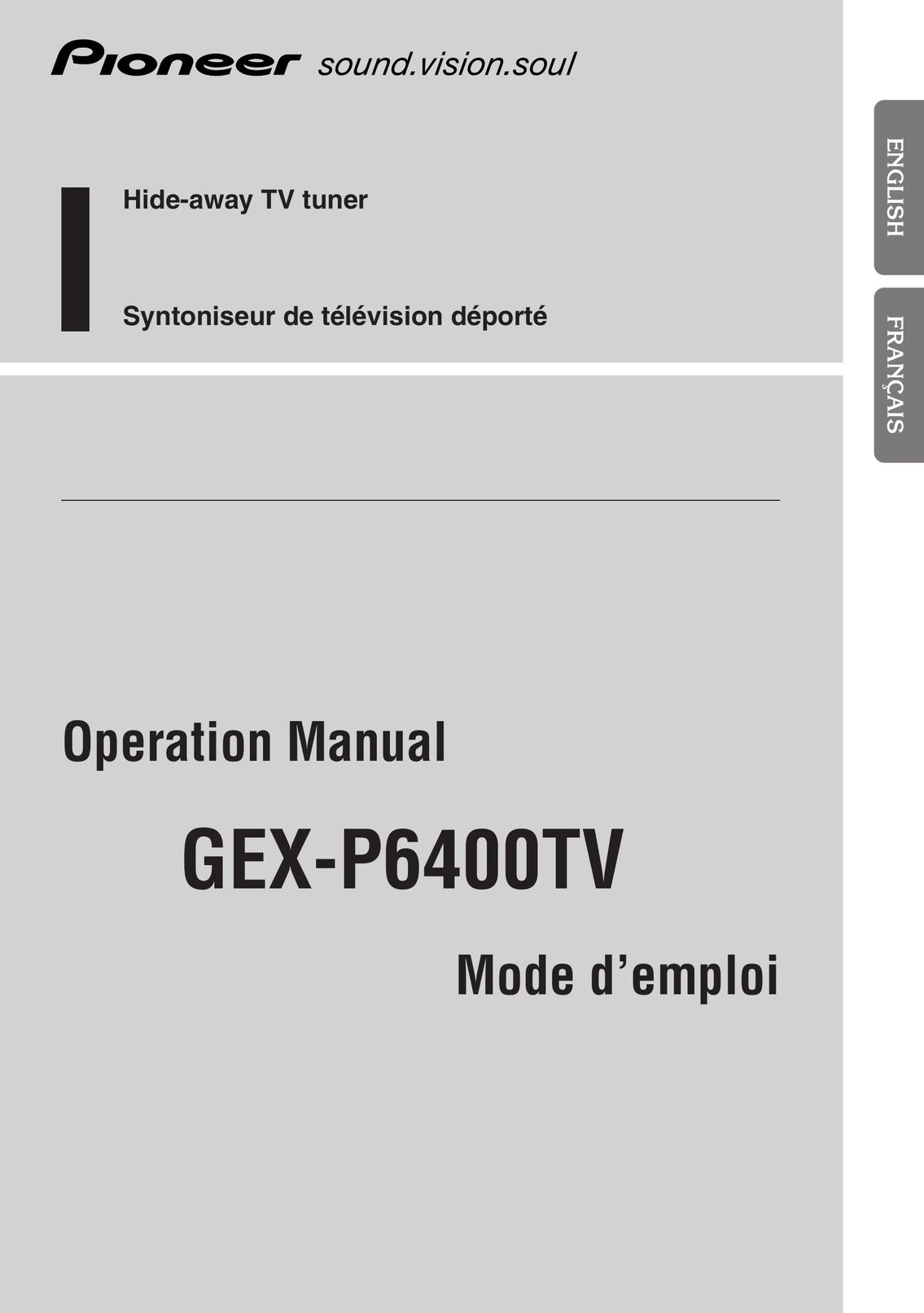 Pioneer GEX-P6400TV TV Receiver User Manual