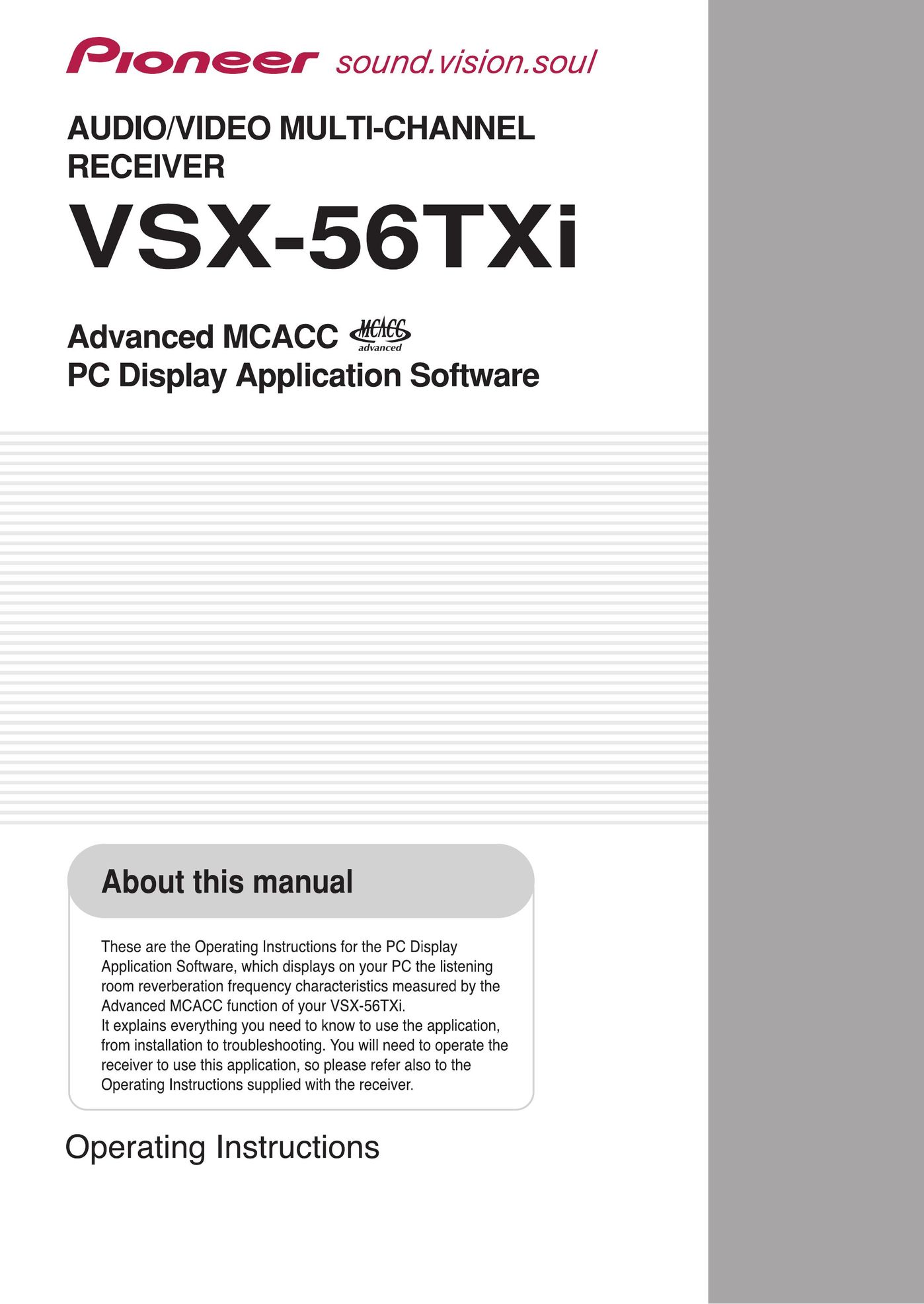 Pioneer VSX-56TXi TV Receiver User Manual