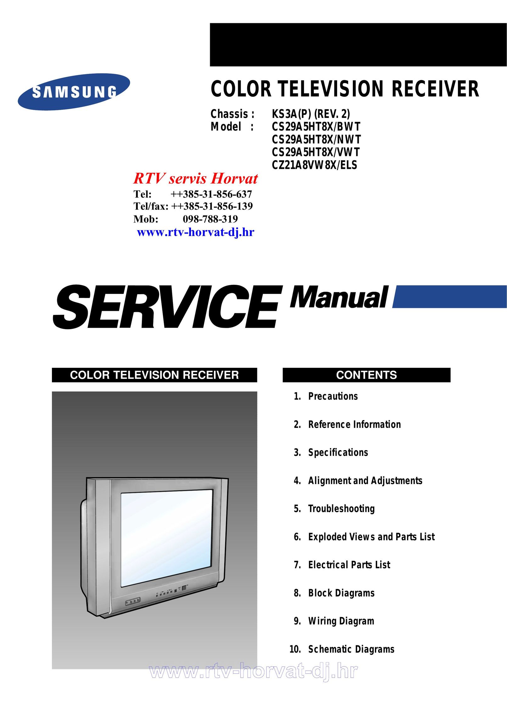 Samsung CS29A5HT8X/BWT TV Receiver User Manual