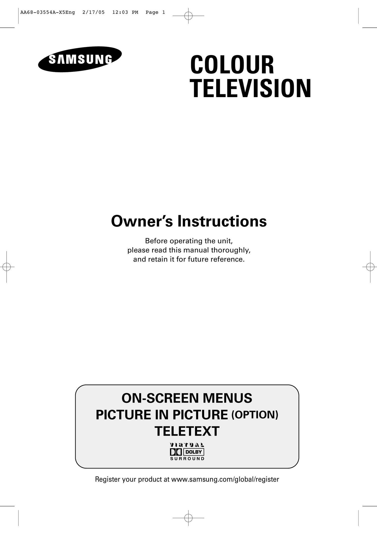 Samsung WS-32Z308P TV Receiver User Manual